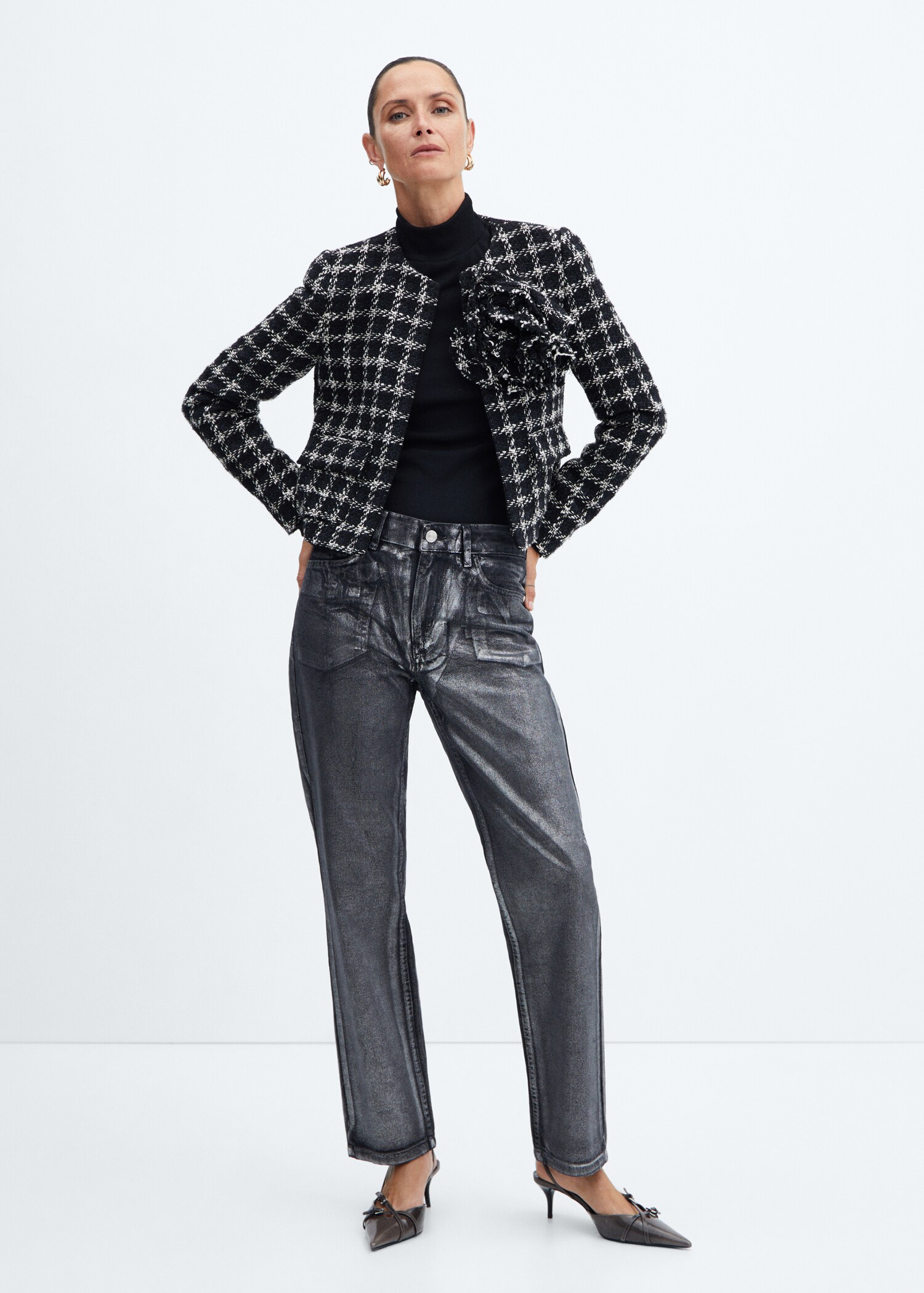 Maxi floral tweed blazer - General plane