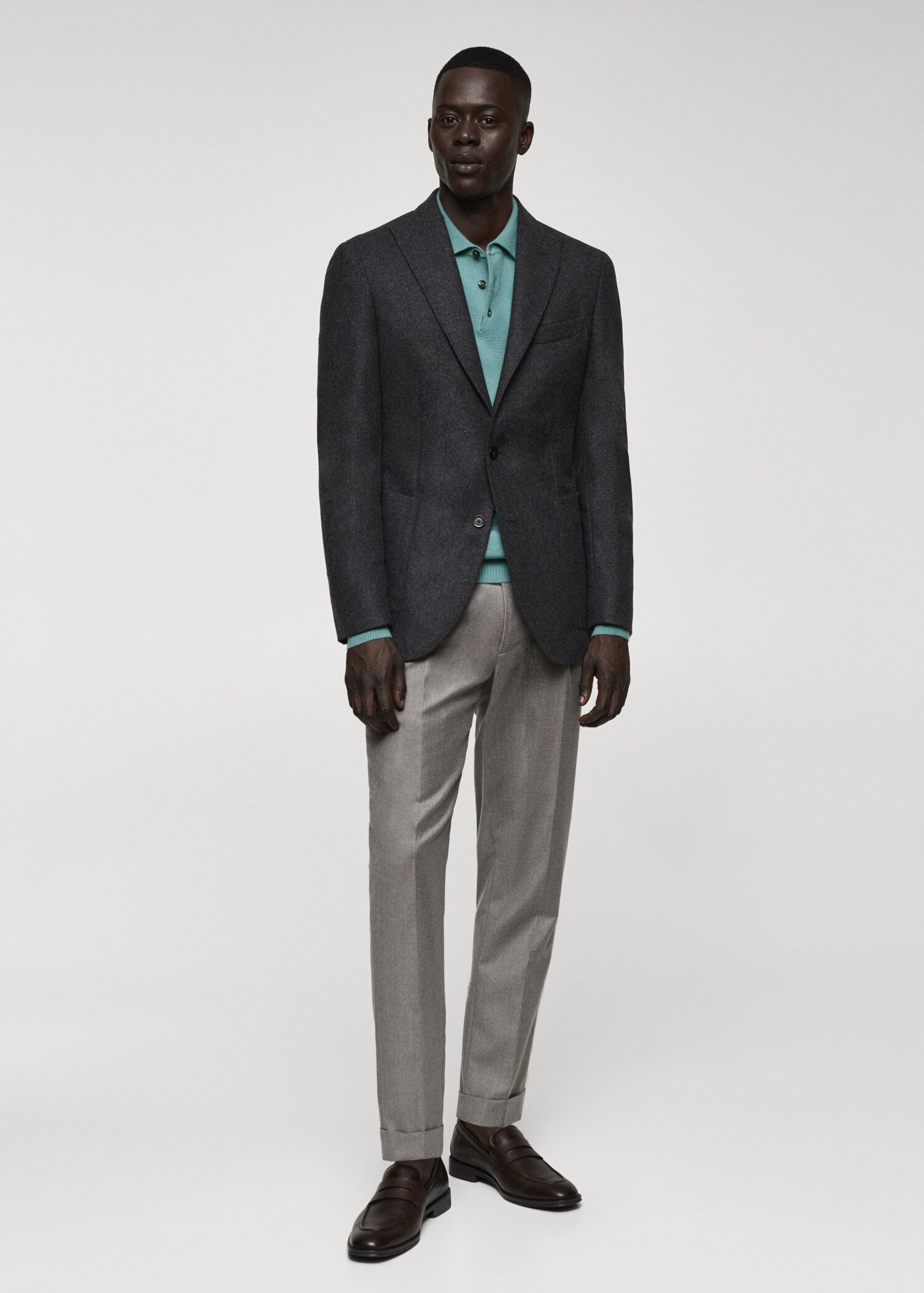 Virgin wool combined blazer  - General plane
