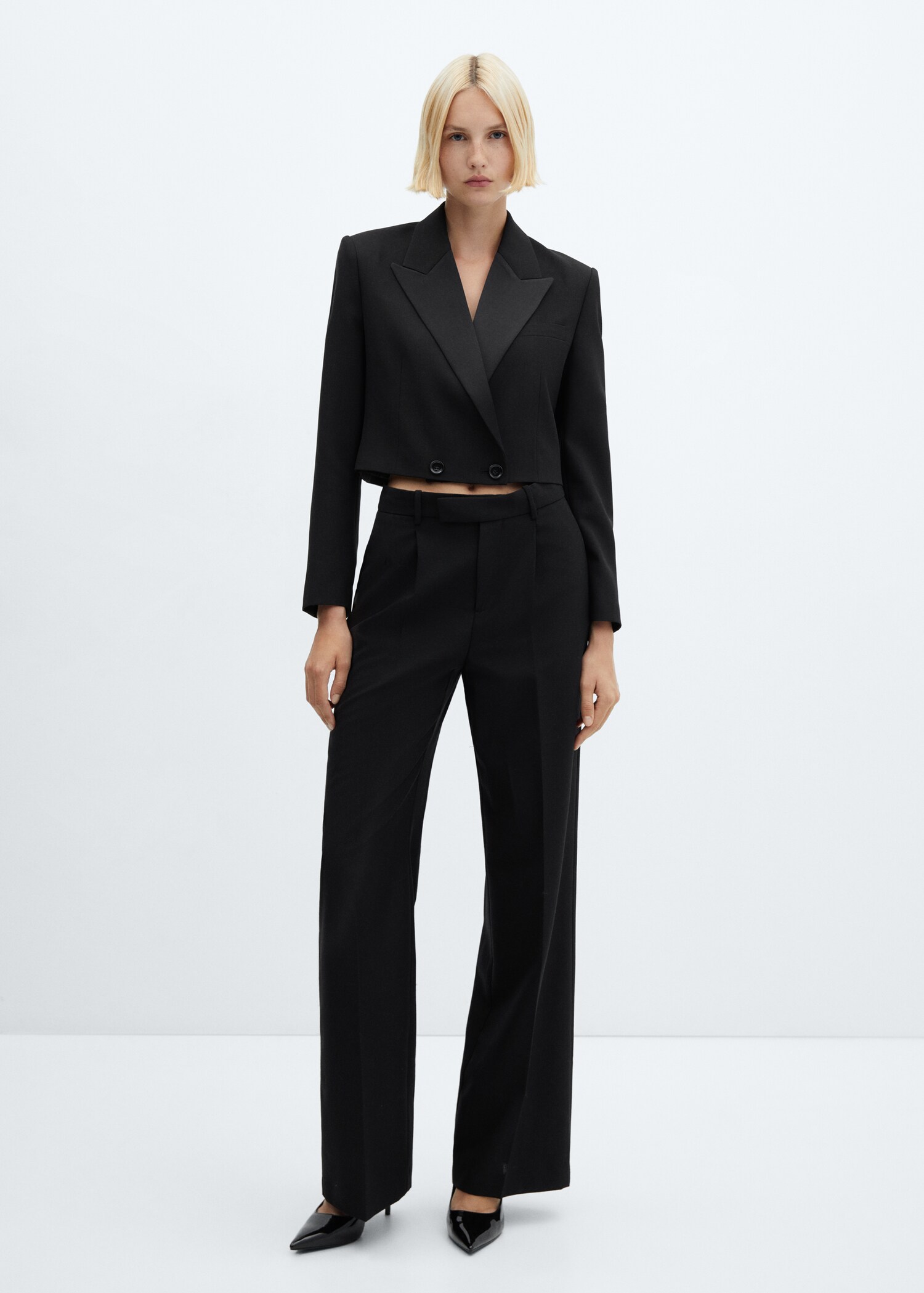 Veste crop détails satinés - Plan général