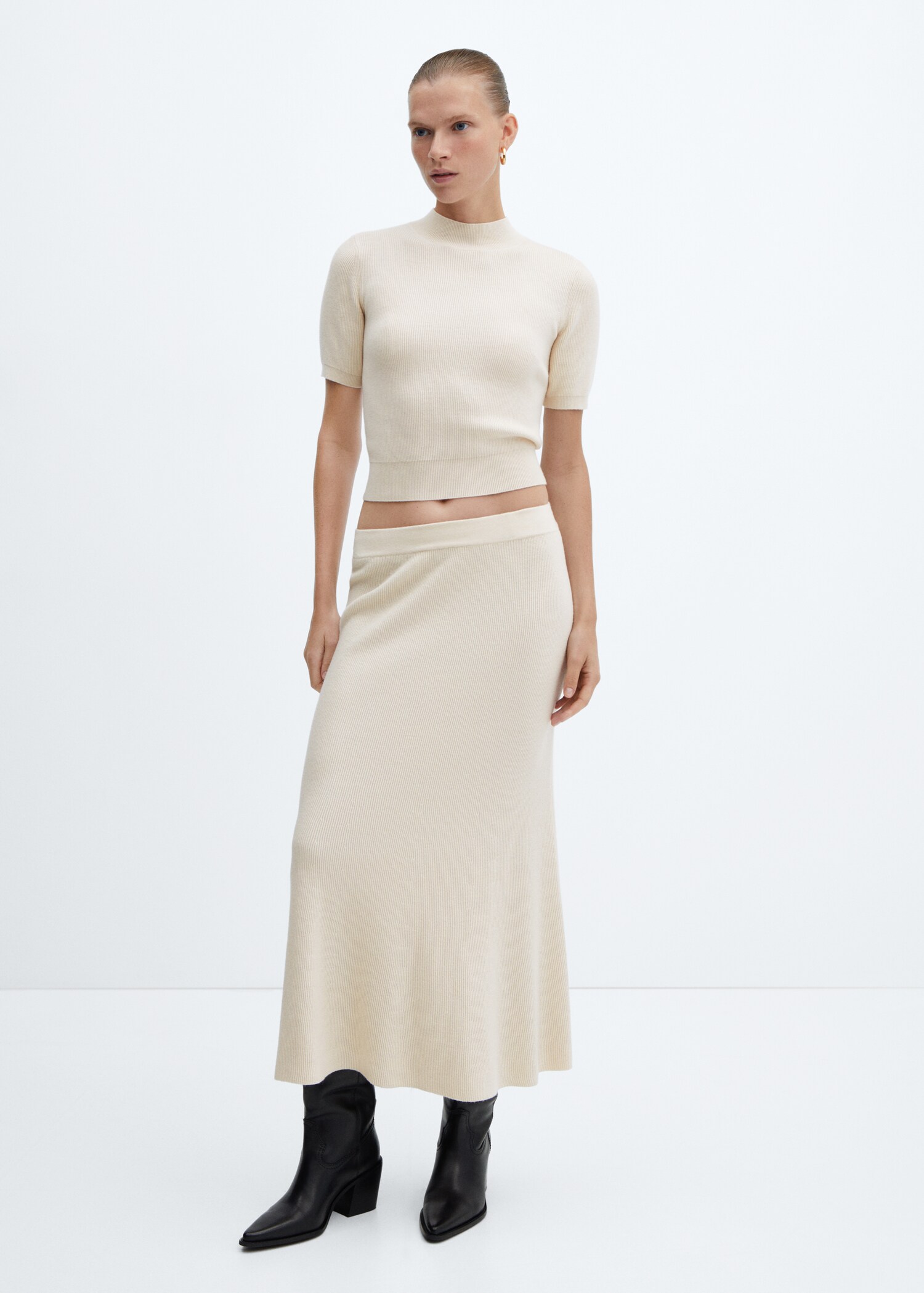 Perkins-neck short-sleeved sweater - General plane