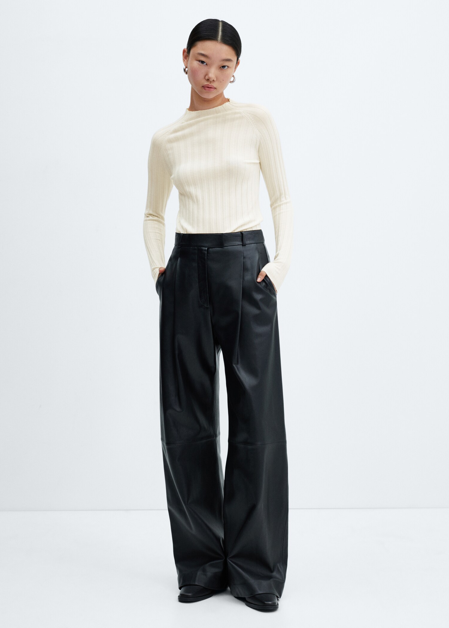 Perkins-neck rib-knit  sweater - General plane