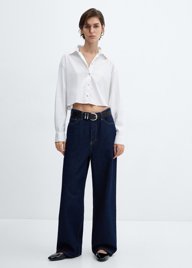 Mango Cropped Cotton Shirt