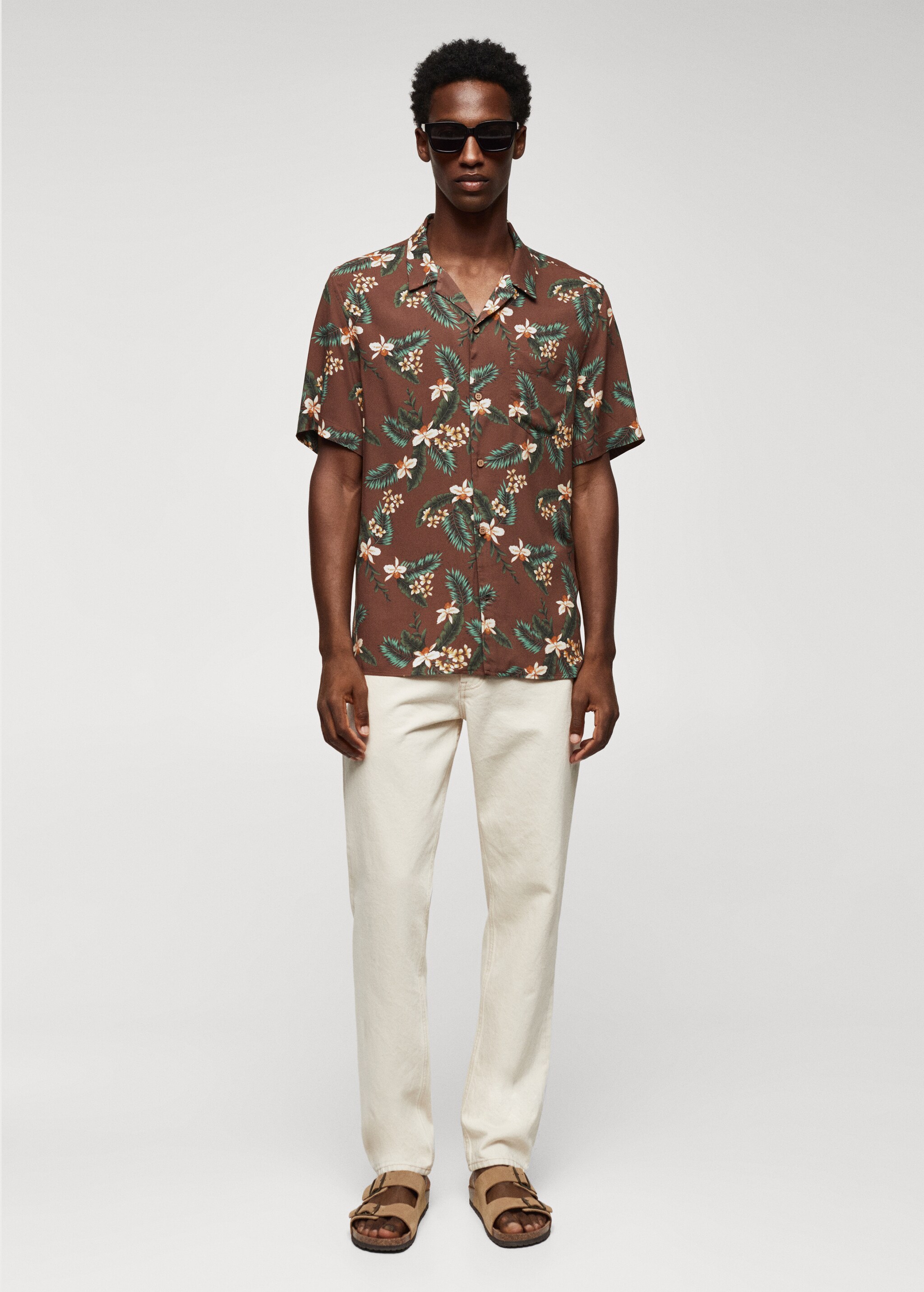 Regular-fit Hawaiian-print shirt - General plane