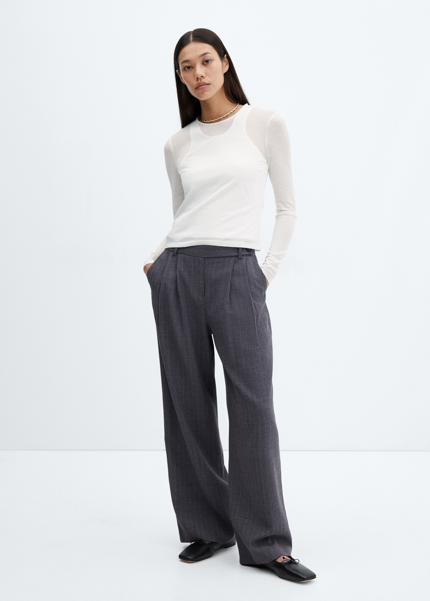 Contrasting cotton-blend T-shirt - General plane
