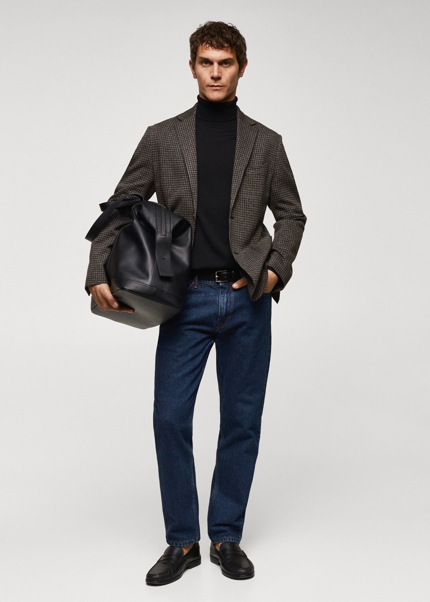 Slim-fit micro-houndstooth blazer - General plane
