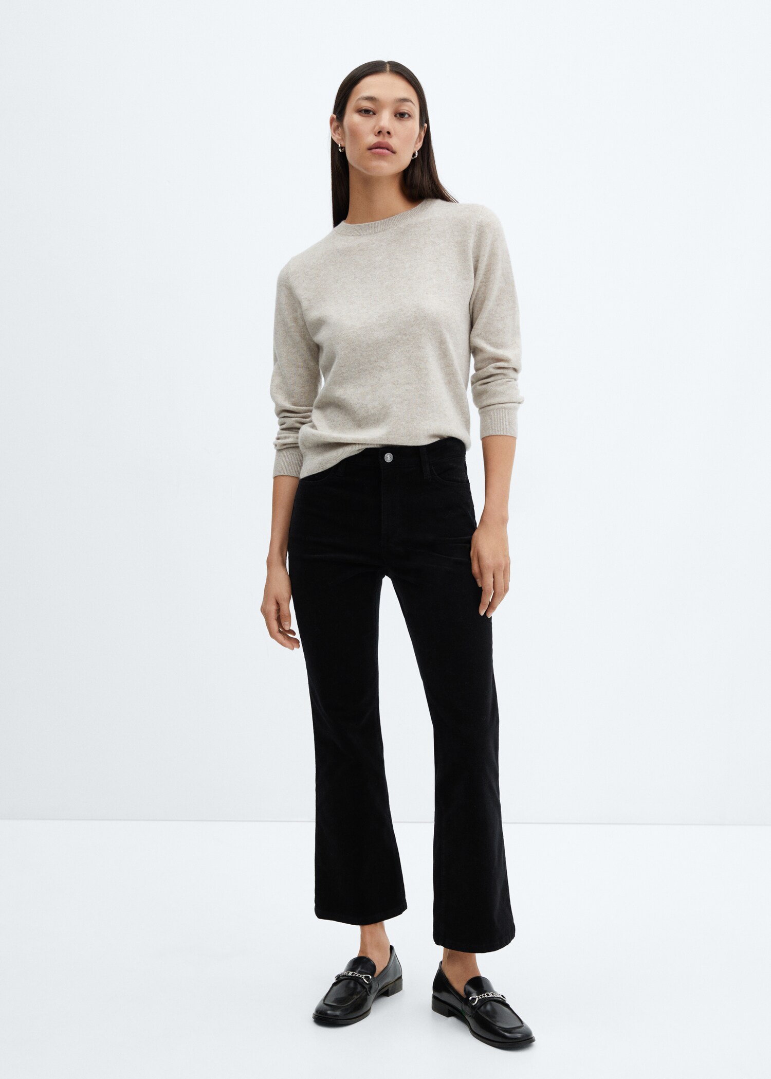 Flared cropped corduroy jeans - General plane