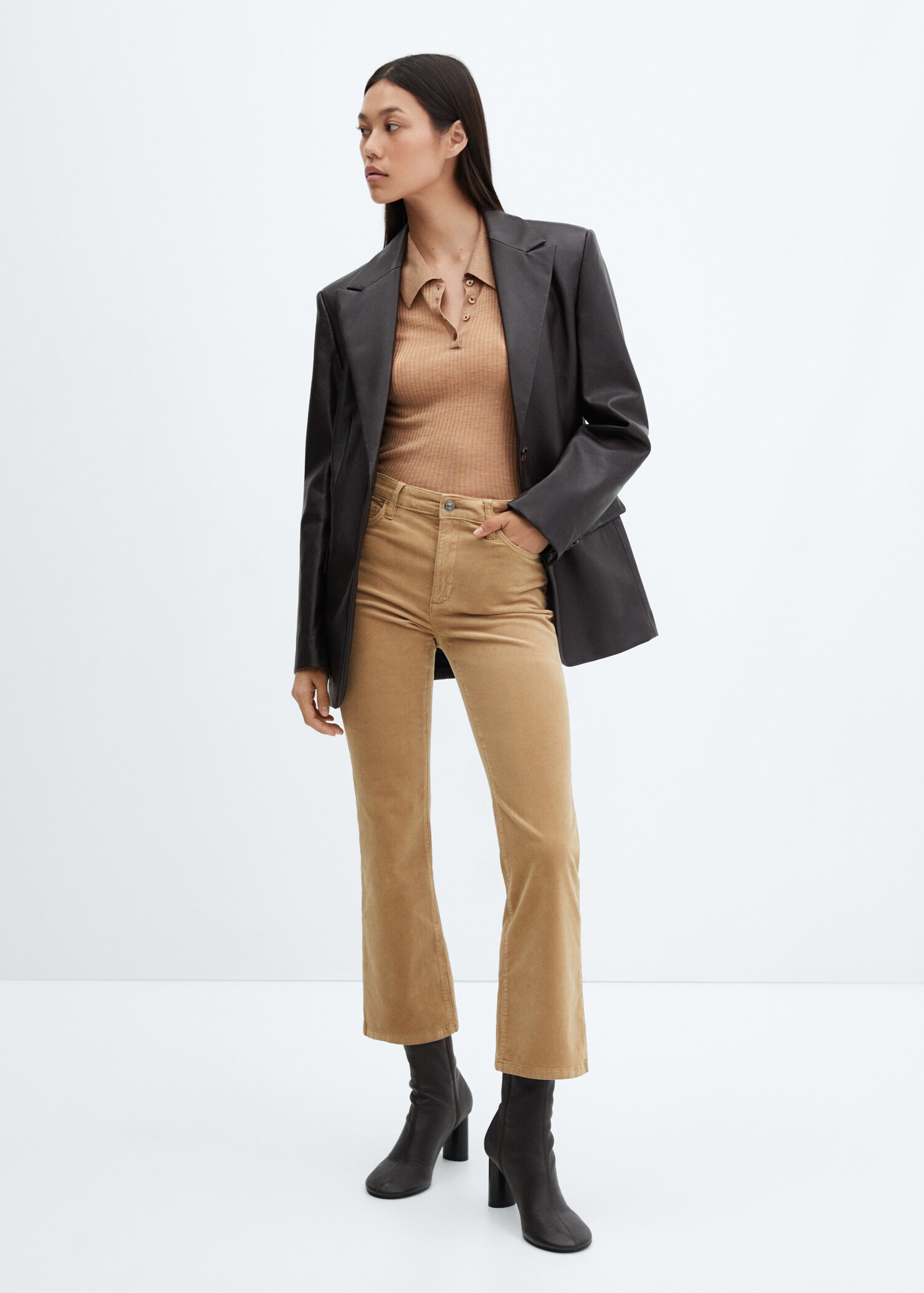 Flared cropped corduroy jeans - General plane