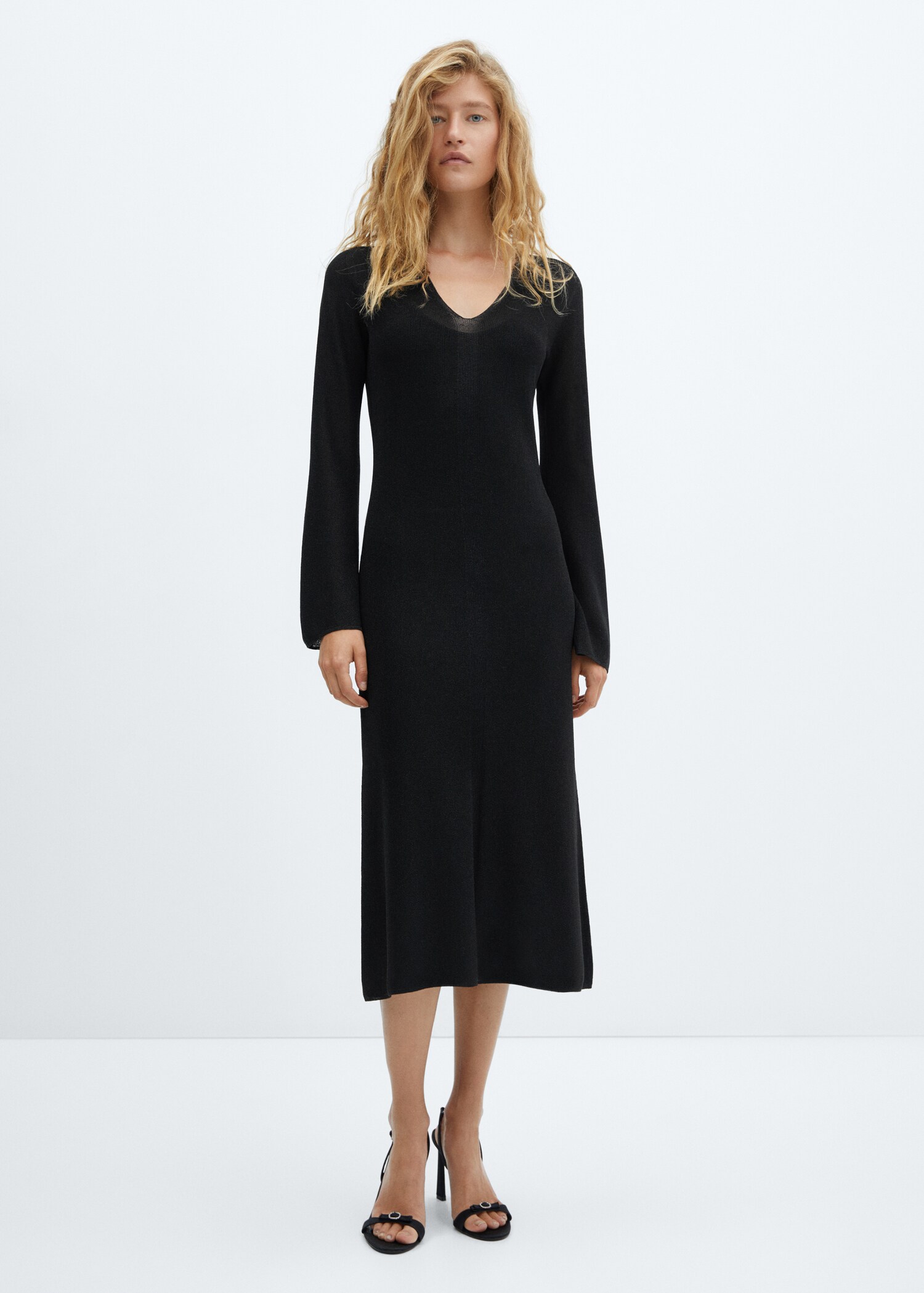 Vestido midi punto lúrex - Plano general