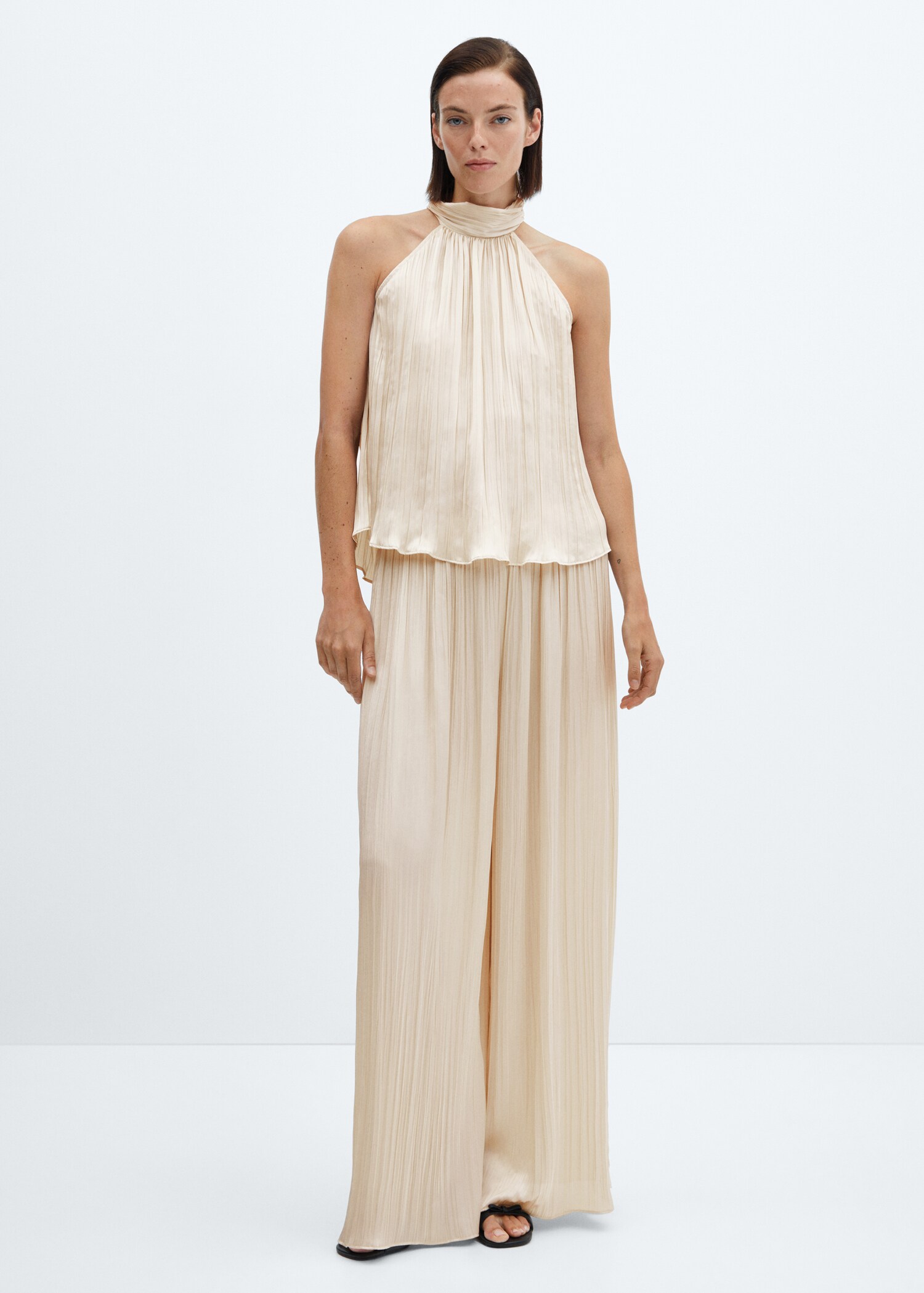 Pleated palazzo trousers - General plane