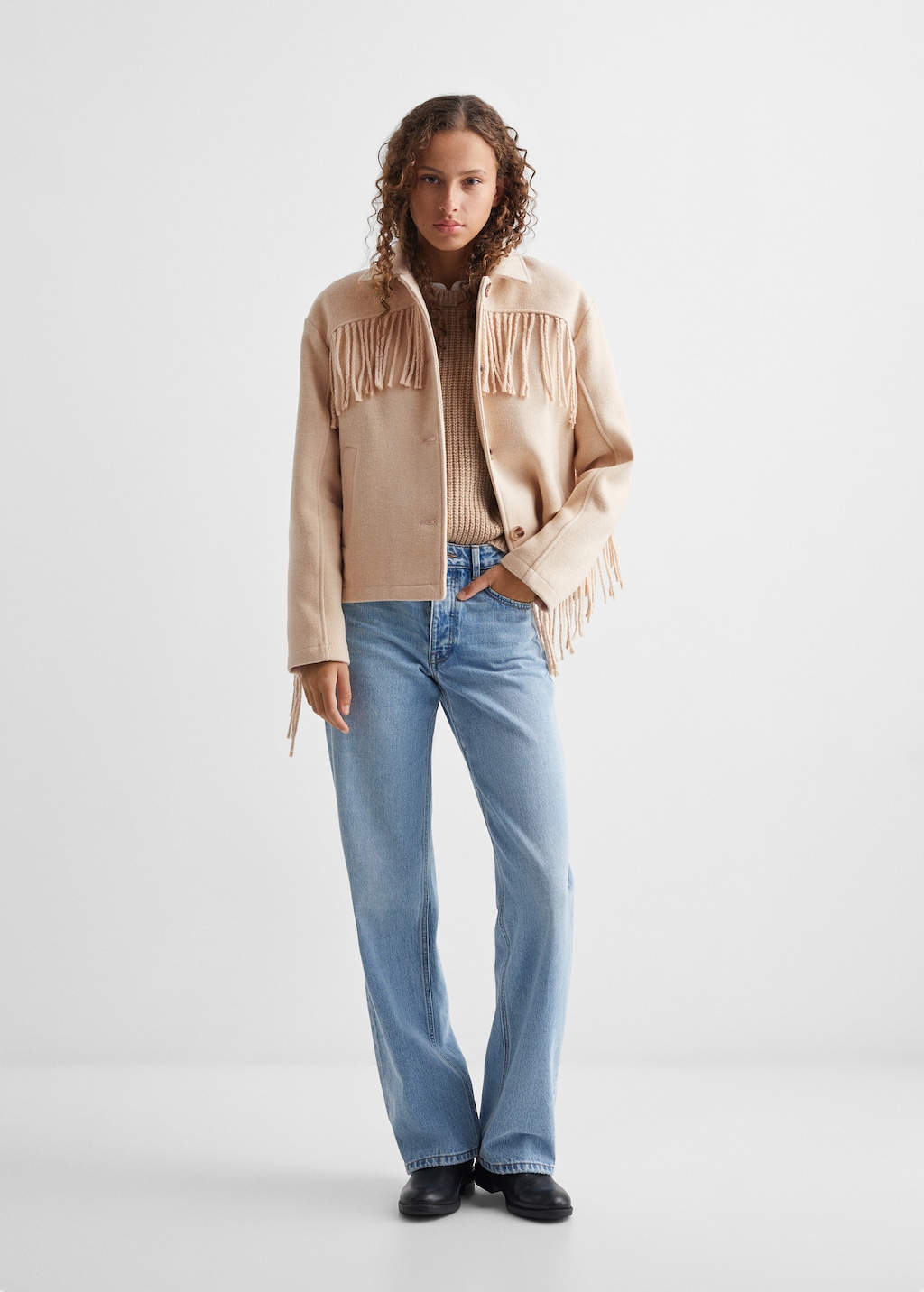Veste frange mango new arrivals