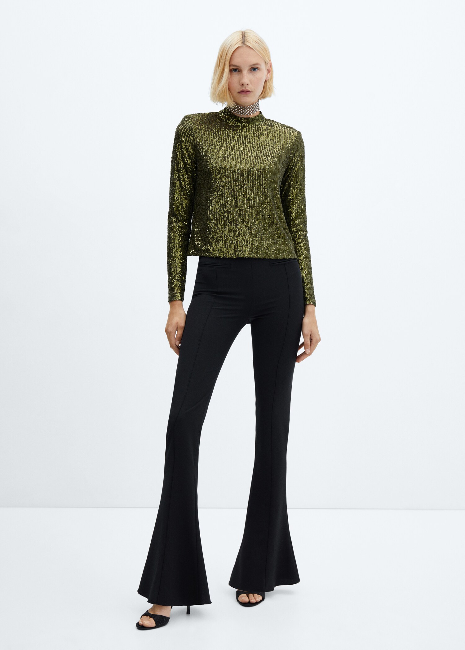 Sequined turtleneck t-shirt  - General plane