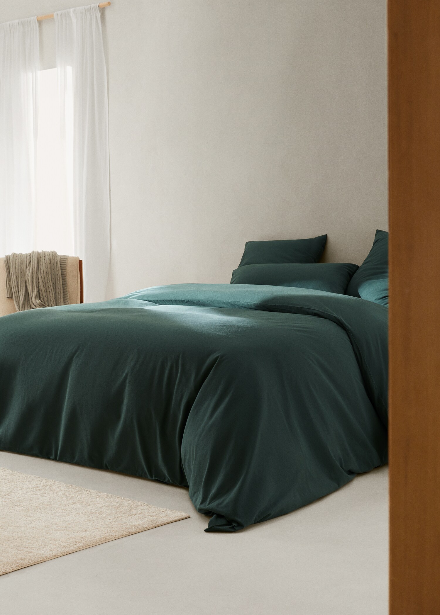 Effen flanellen dekbedovertrek Bed 180/200 cm - Overzichtstekening