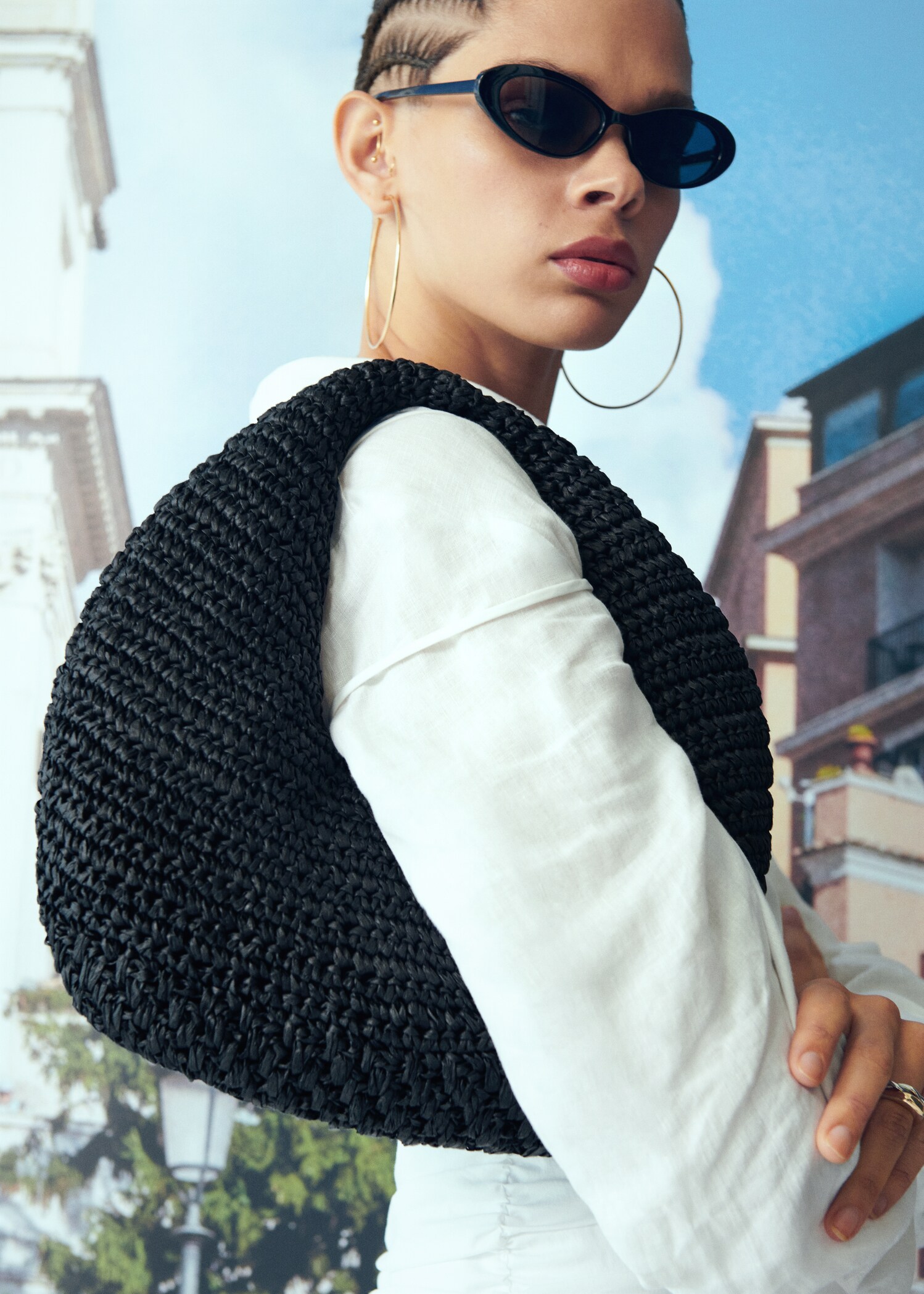 Round natural fibre bag - General plane