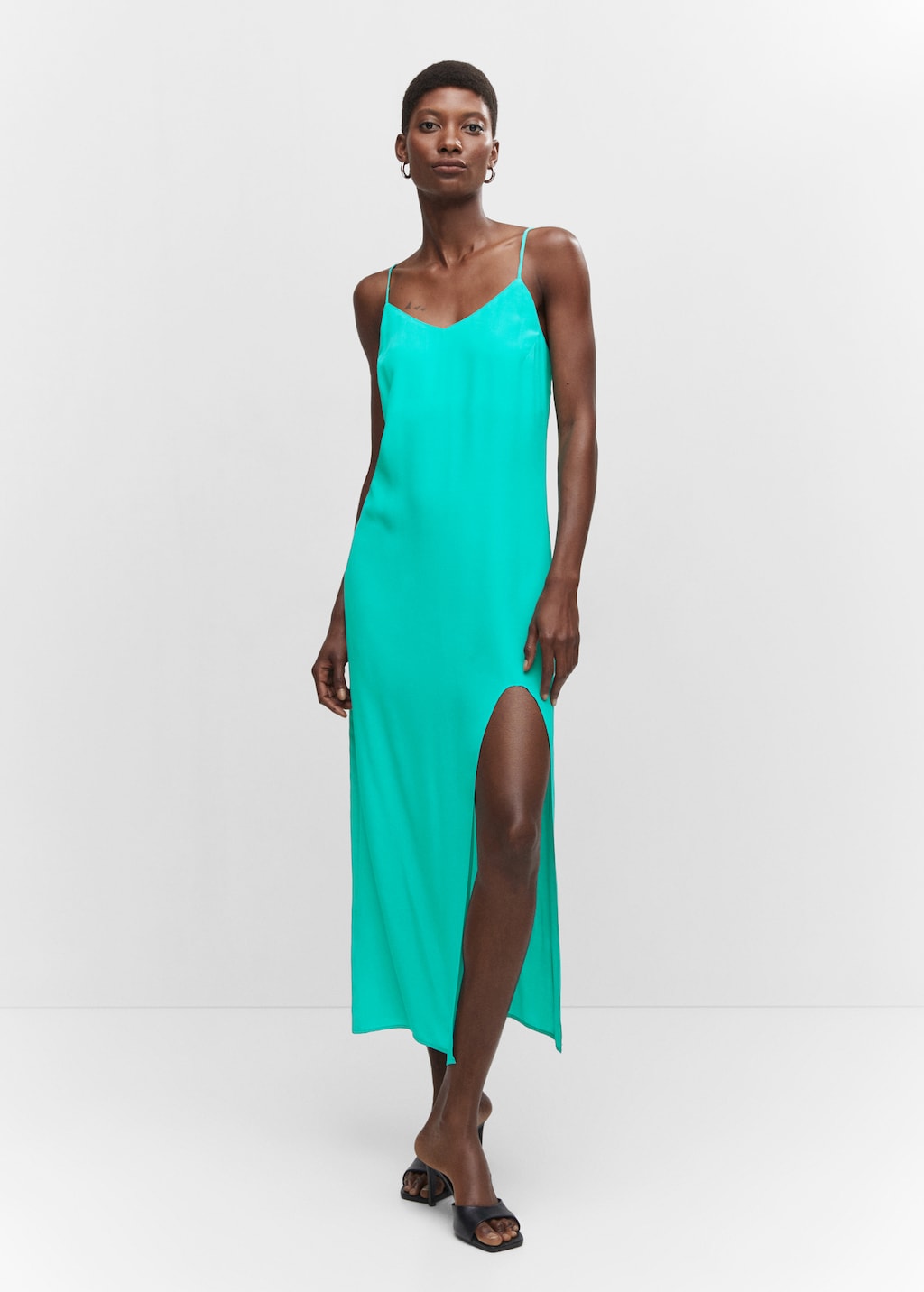 V slit long dress fog theredthered