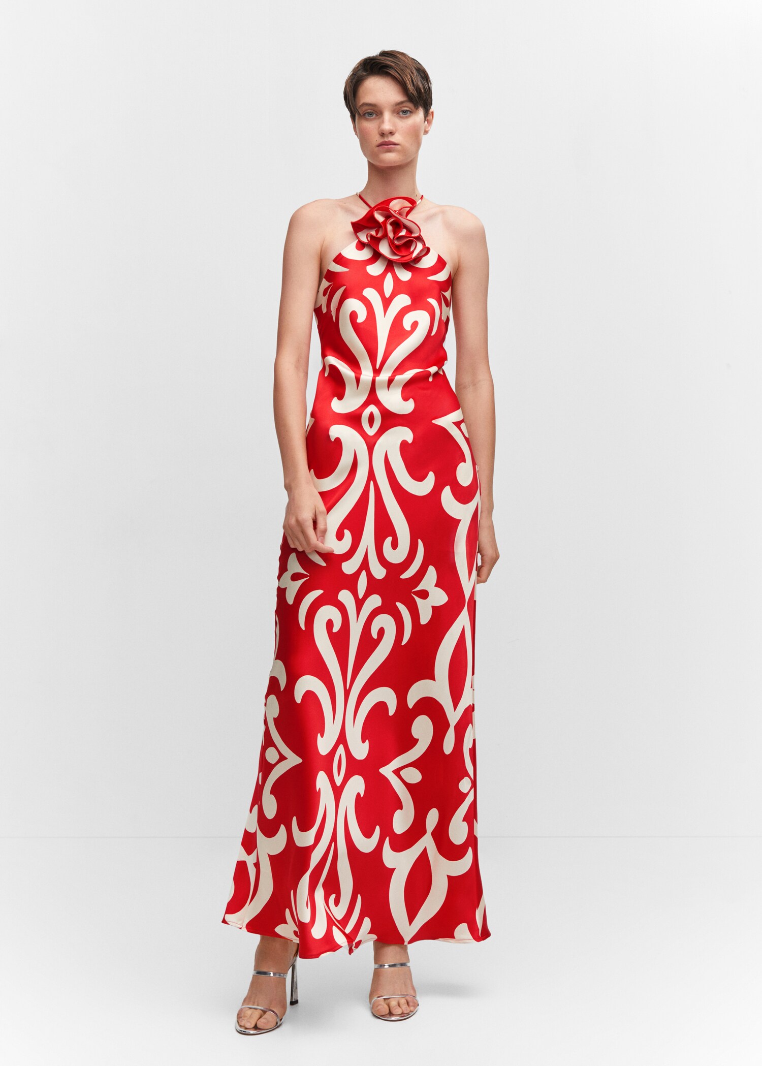 Neckholder-Kleid mit Blumendetail - Allgemeine Ansicht