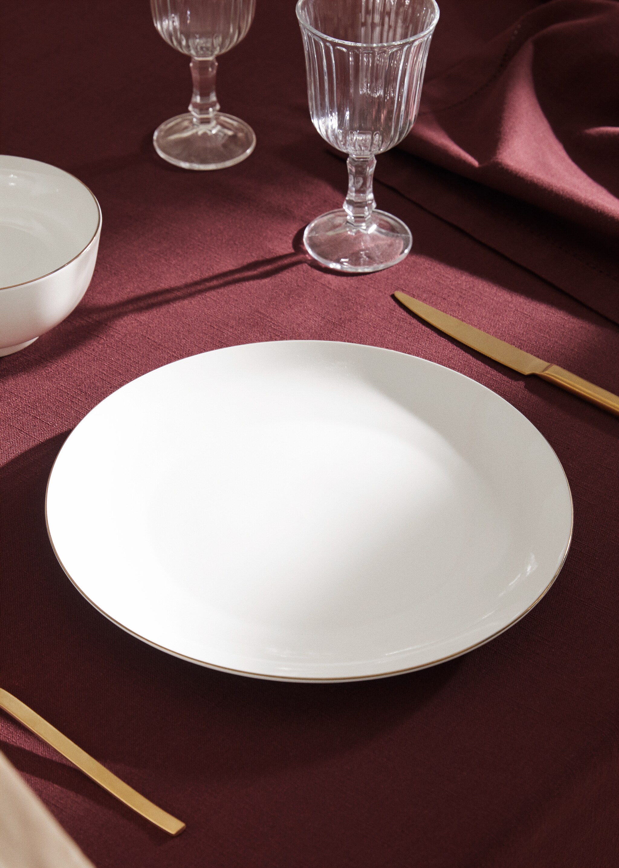 Bone china dinner plate with rim - General plane