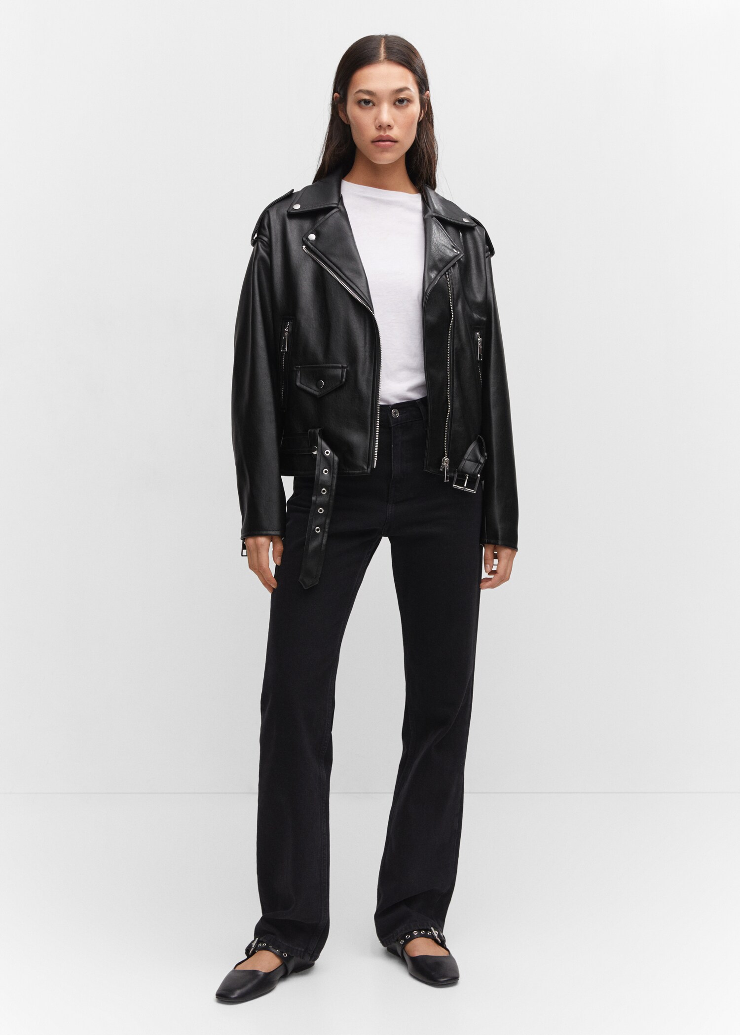 Oversized leather-effect jacket - General plane