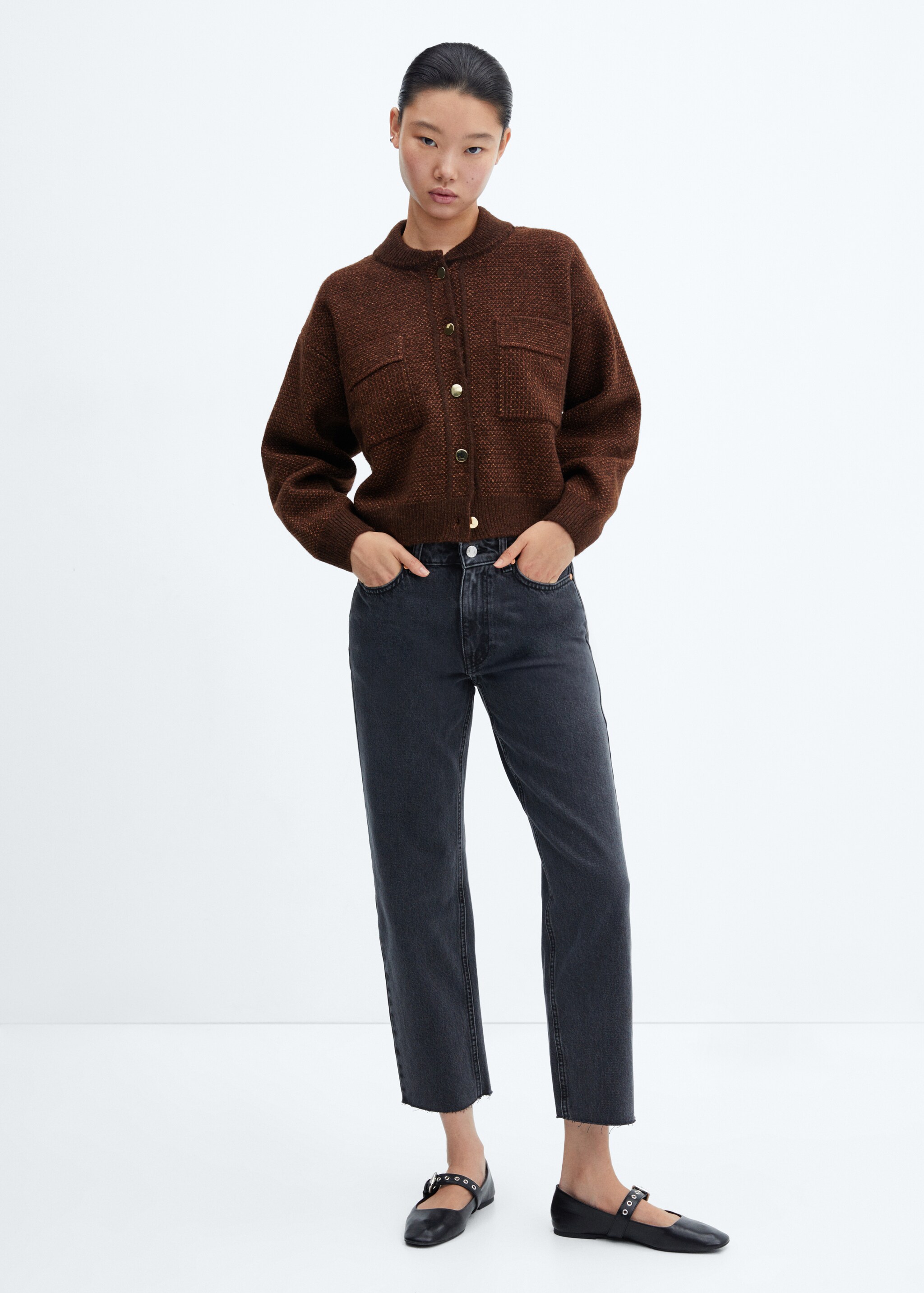 Bomber-style cardigan with pockets - General plane