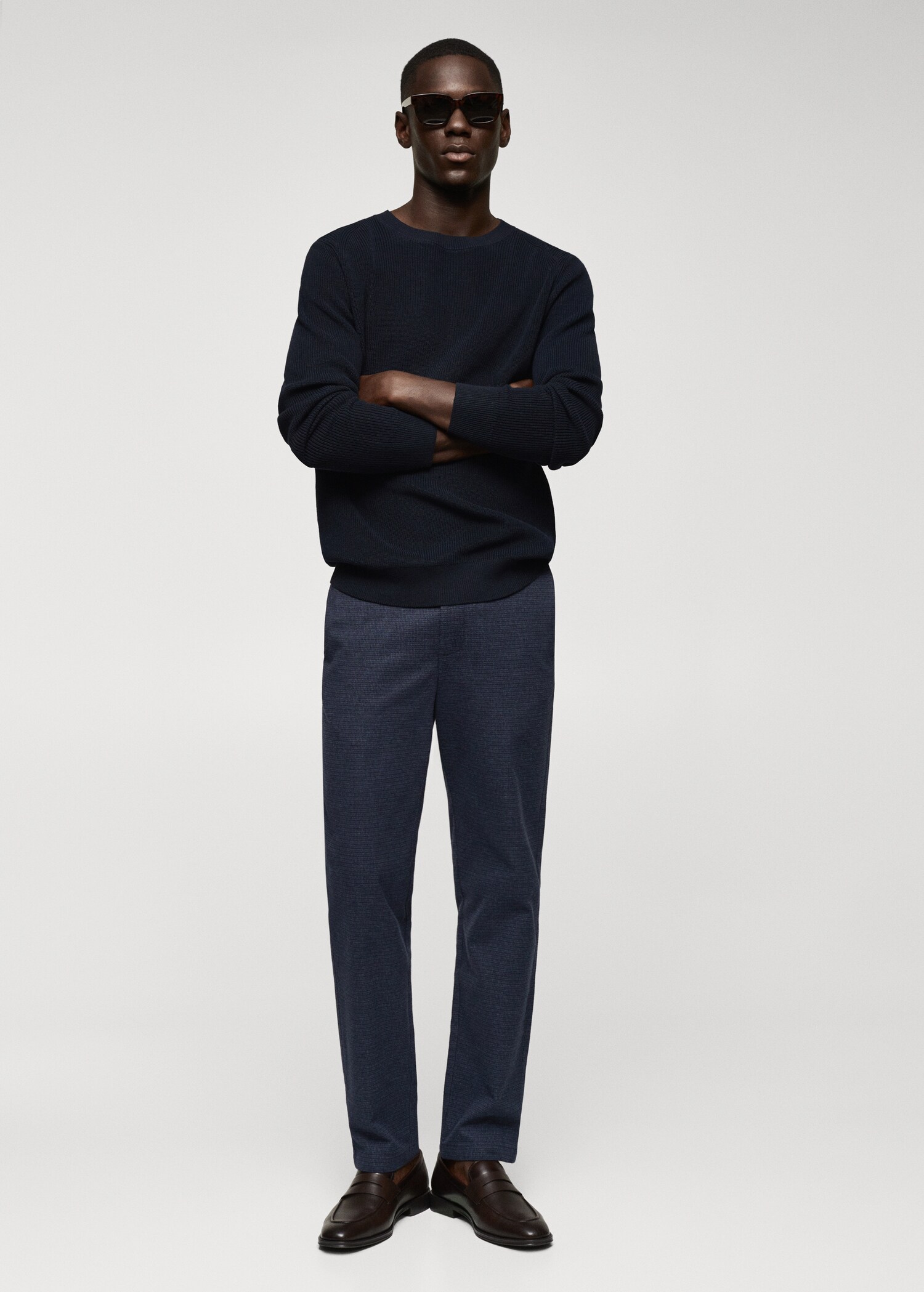 Pantalón slim fit algodón micro pata de gallo - Plano general