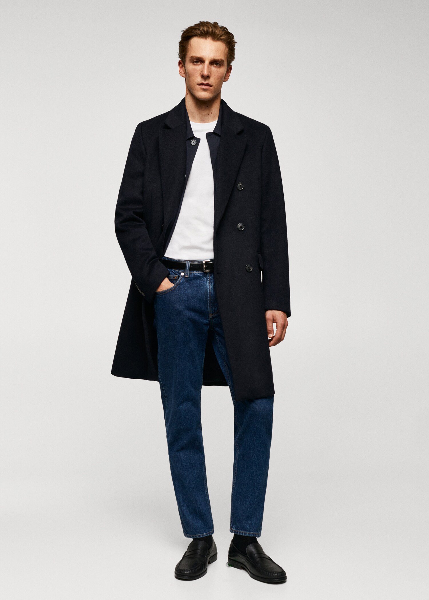 Manteau croisé laine recyclée - Plan général