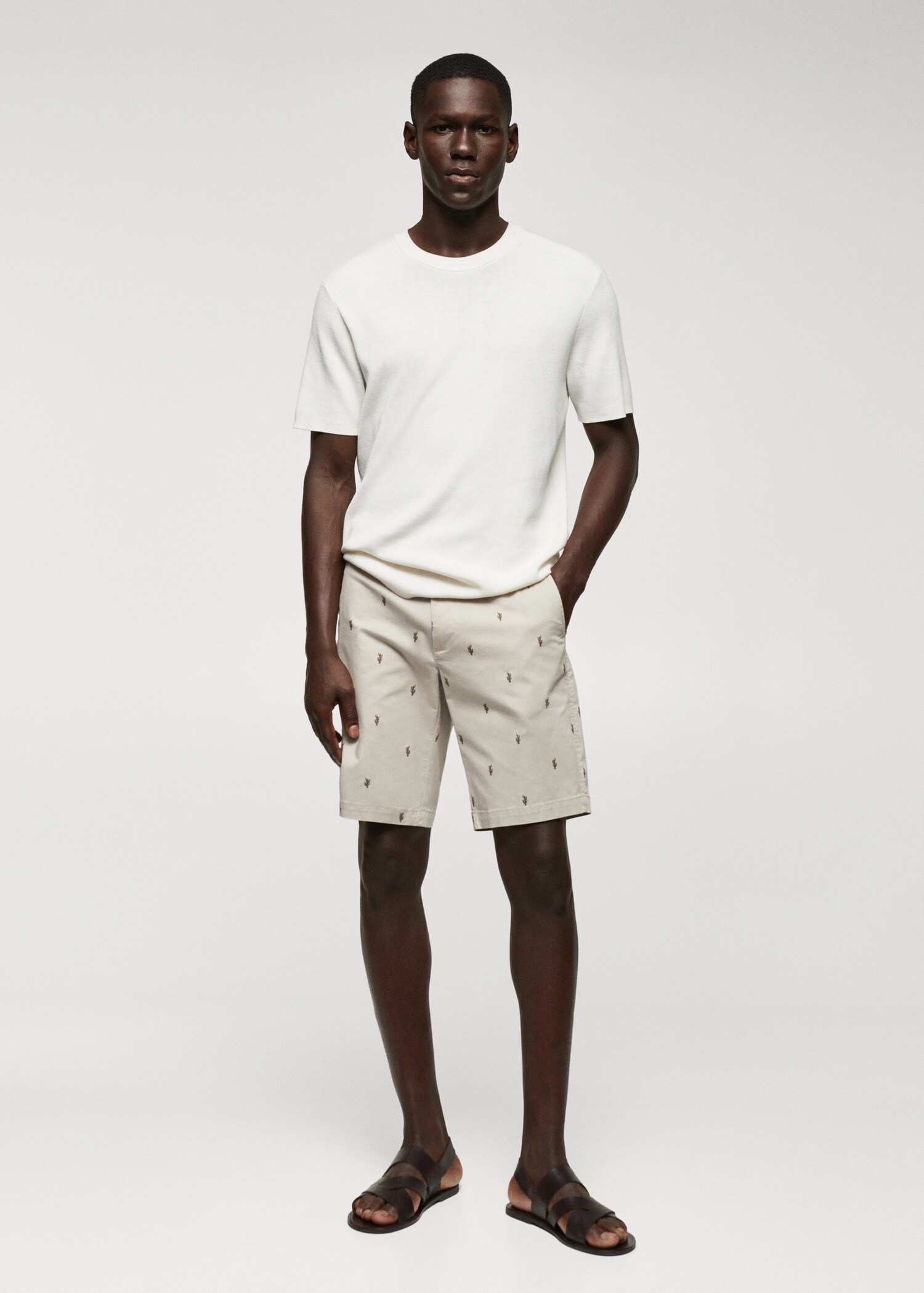 Bermuda slim-fit coton micro-imprimé - Plan général