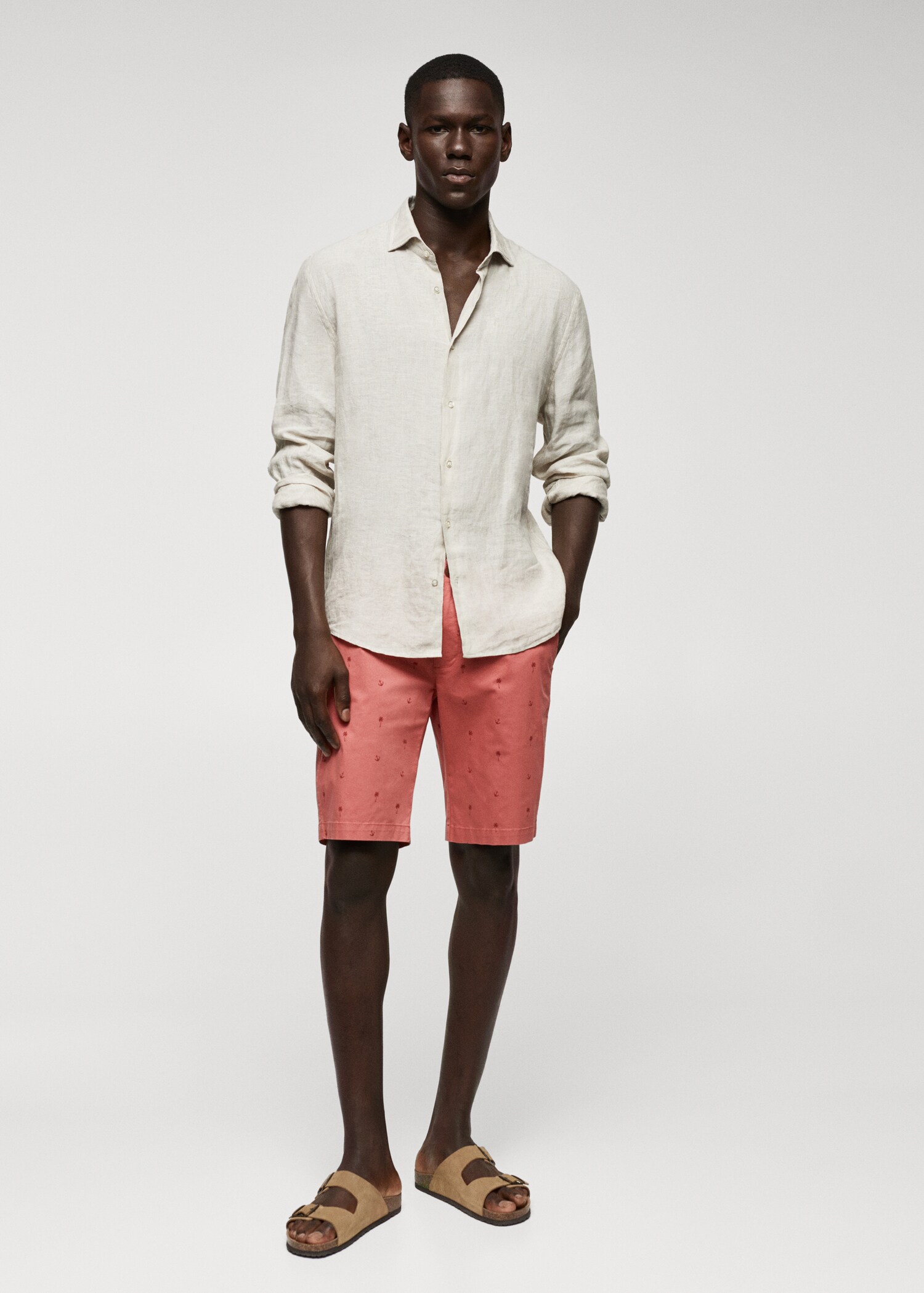 Bermuda slim-fit coton micro-imprimé - Plan général