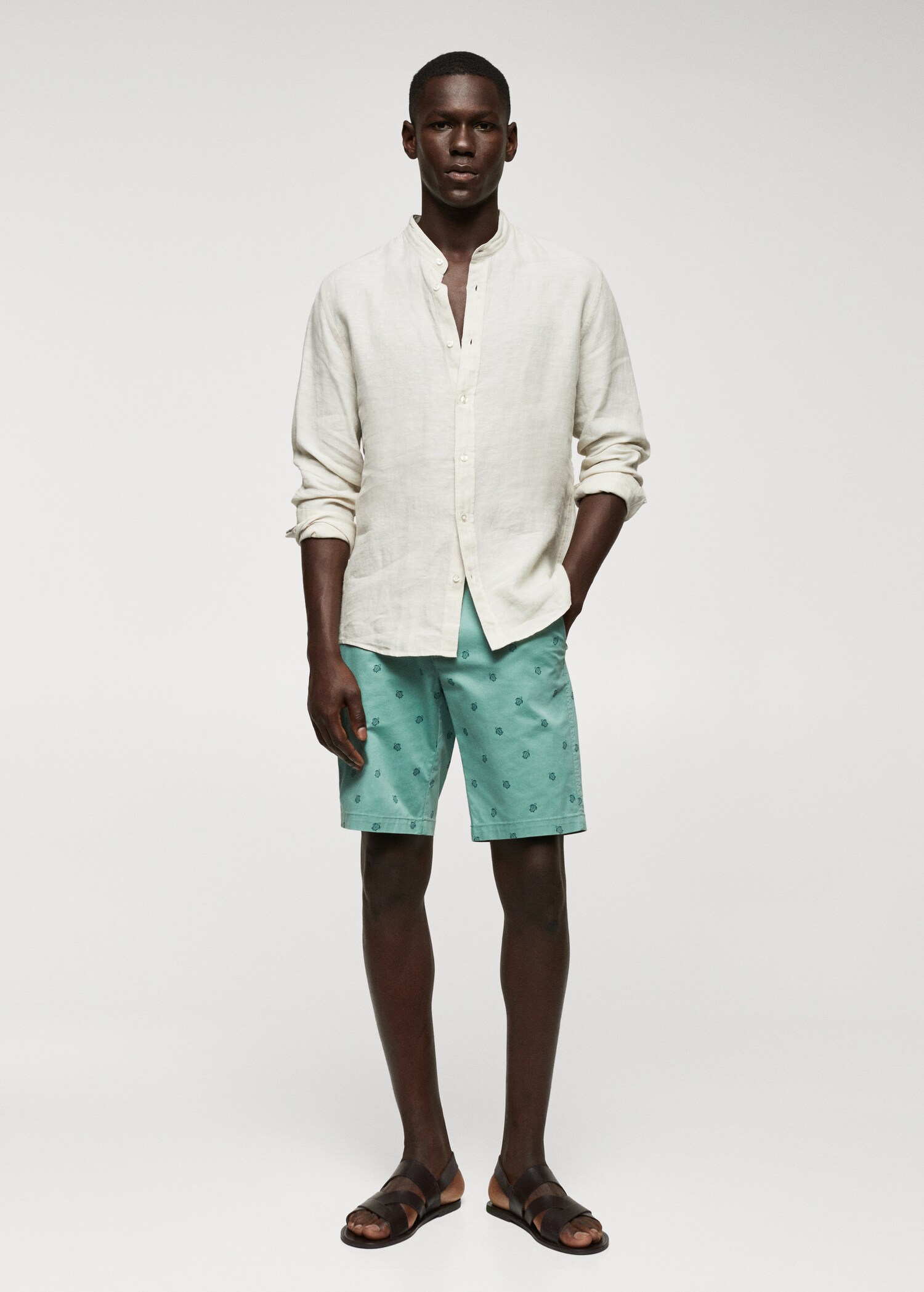 Bermuda slim-fit cotone micro-stampa - Piano generale