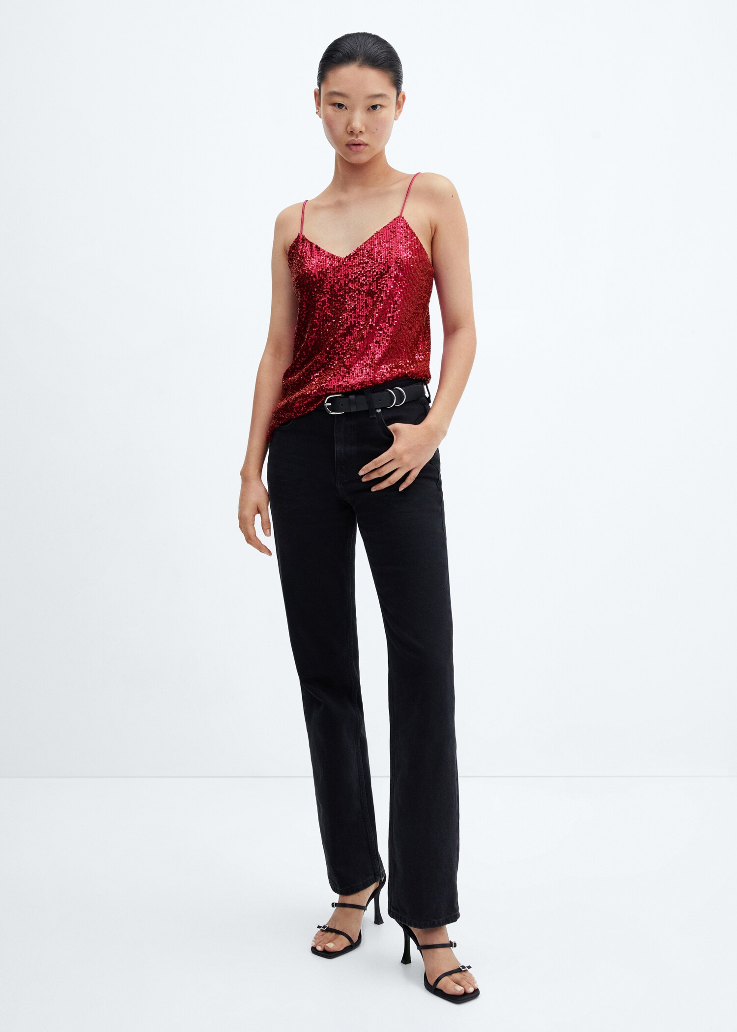 Sequin top with spaghetti strap  - General plane