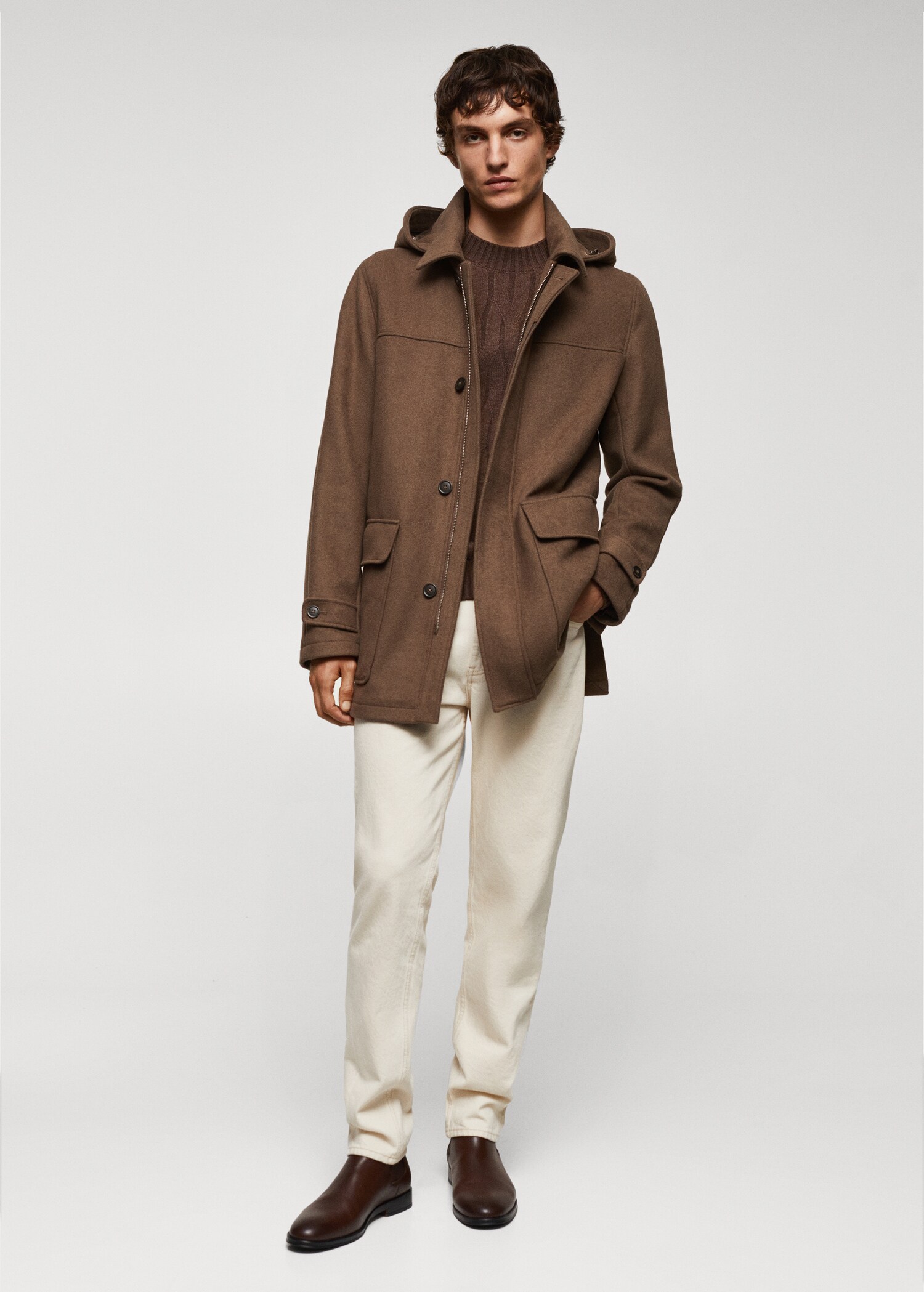 Detachable hood wool coat - General plane