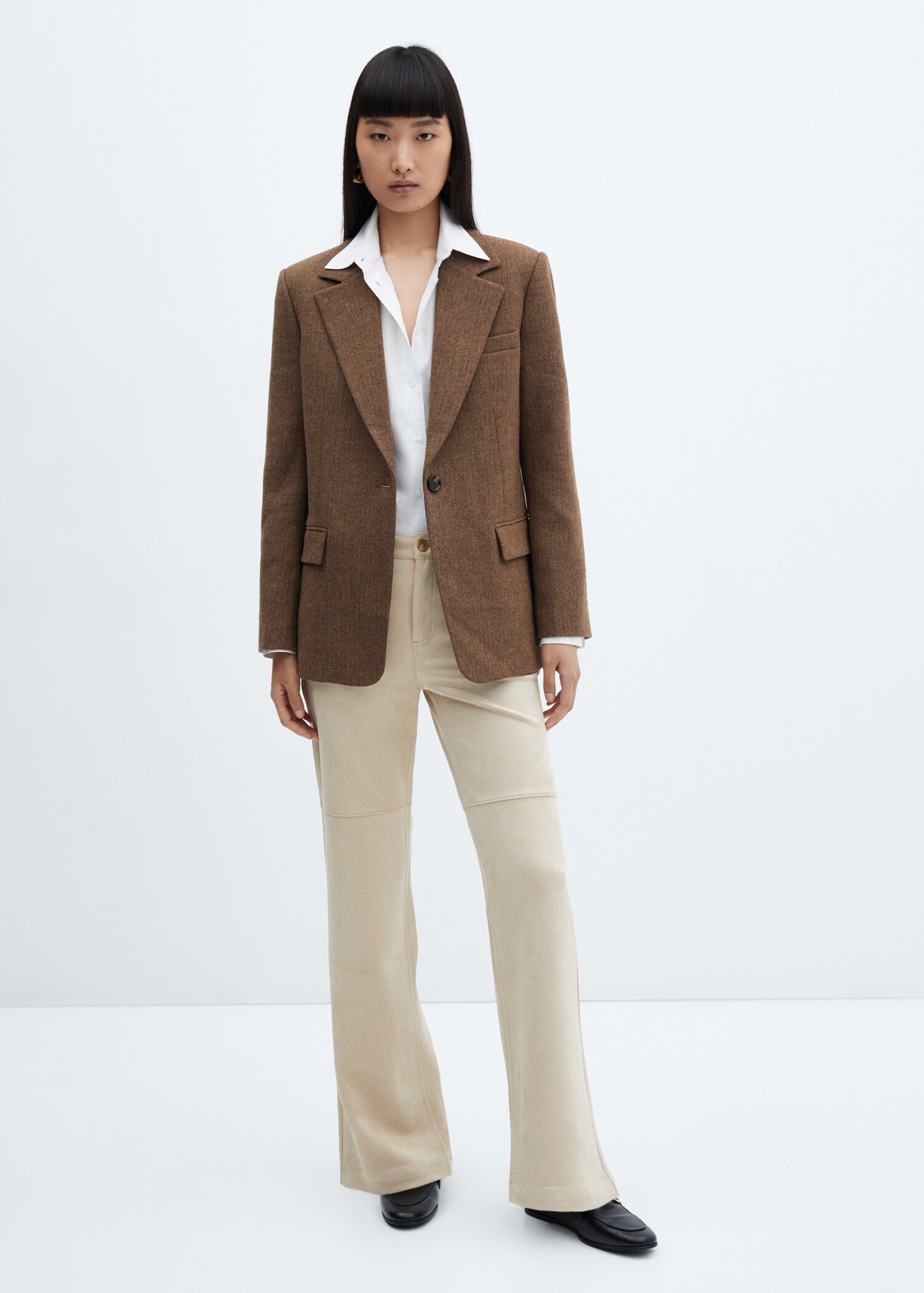 Herringbone wool-blend blazer - General plane