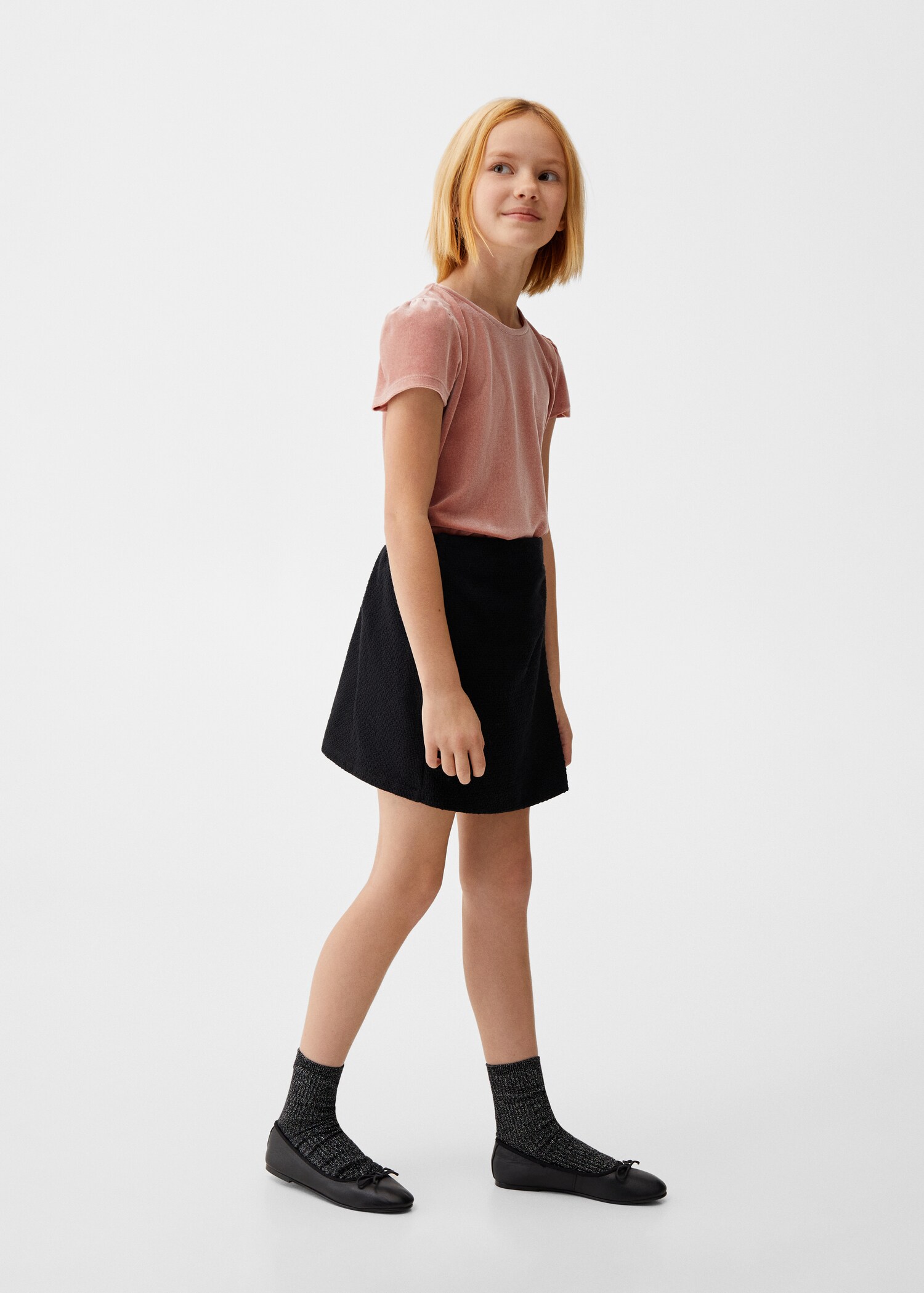 T-shirt beludru lengan puff - Tampilan Umum