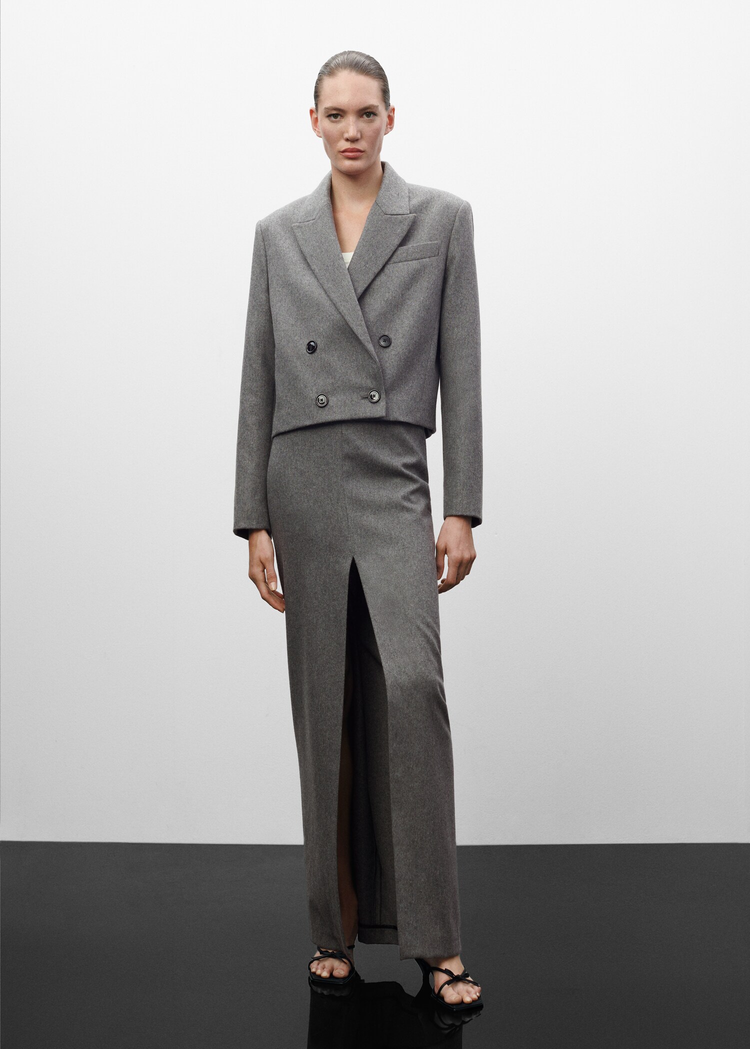 Cropped wool blazer - General plane