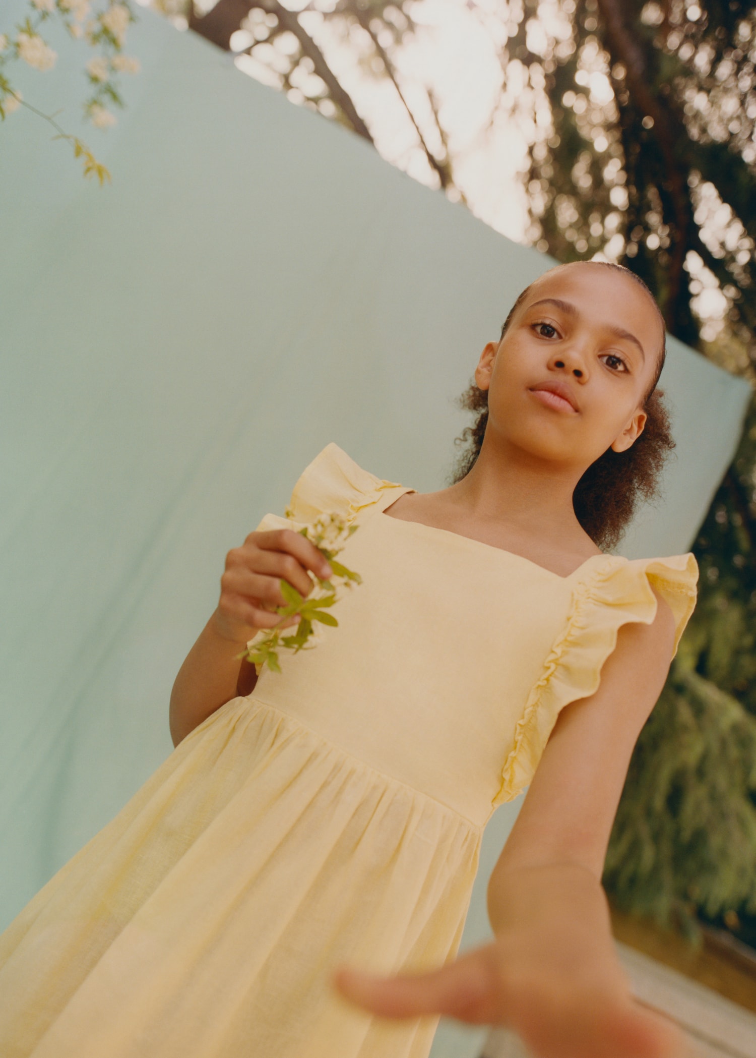 Linen dress with gathered detail Kids MANGO Vietnam