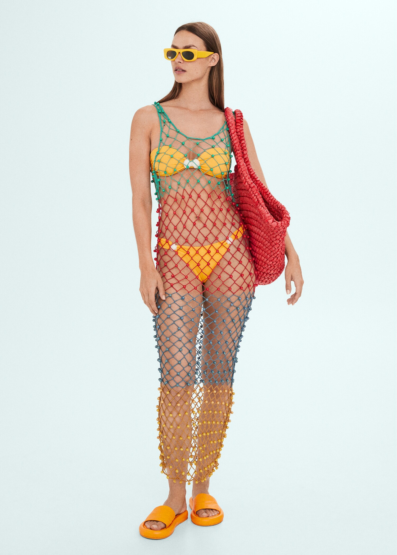 Multi-colored net dress with beads - General plane