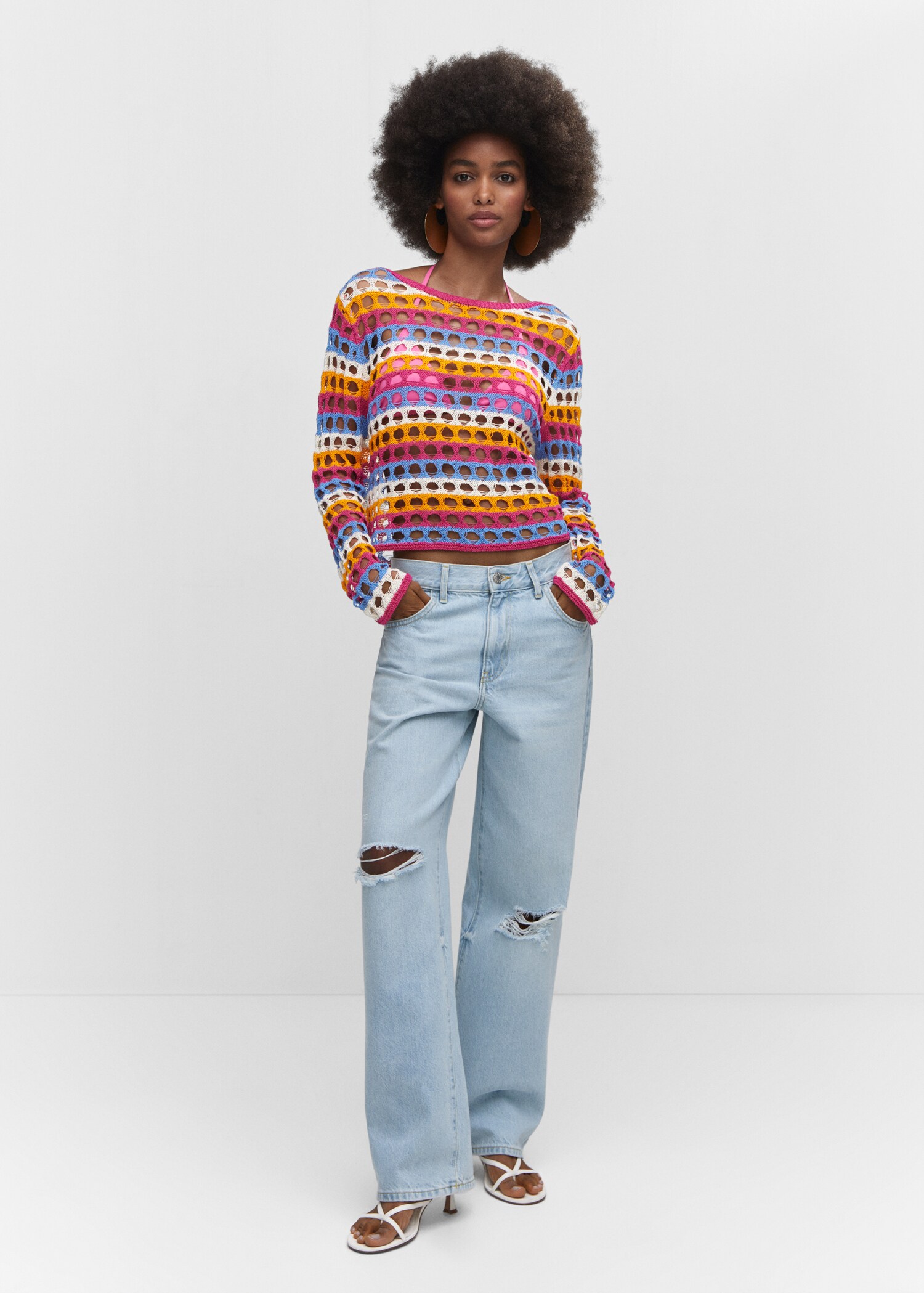 Multi-coloured crochet sweater - General plane
