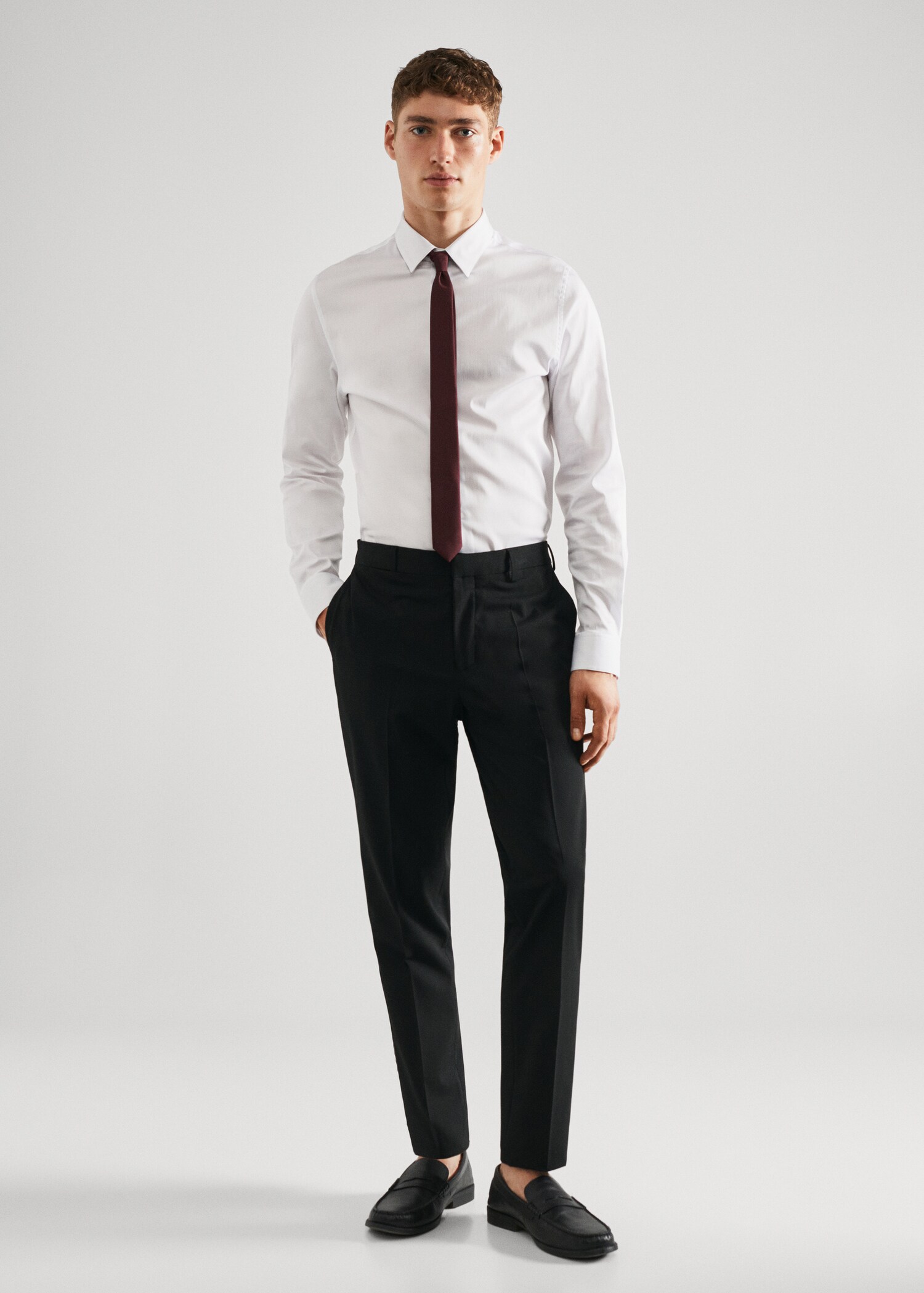 Stretch fabric super slim-fit suit trousers - General plane