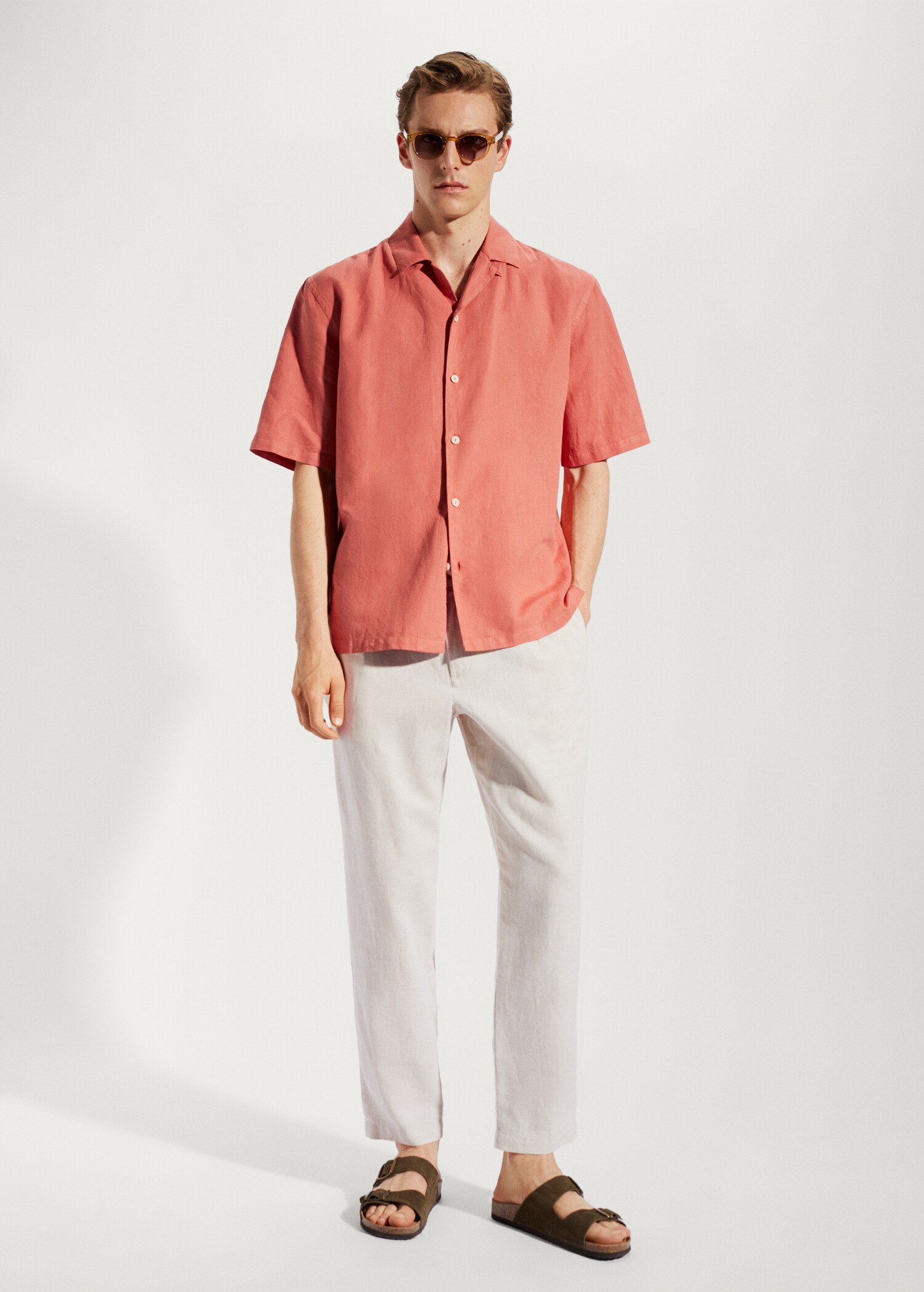 Slim-fit trousers with drawstring  - General plane