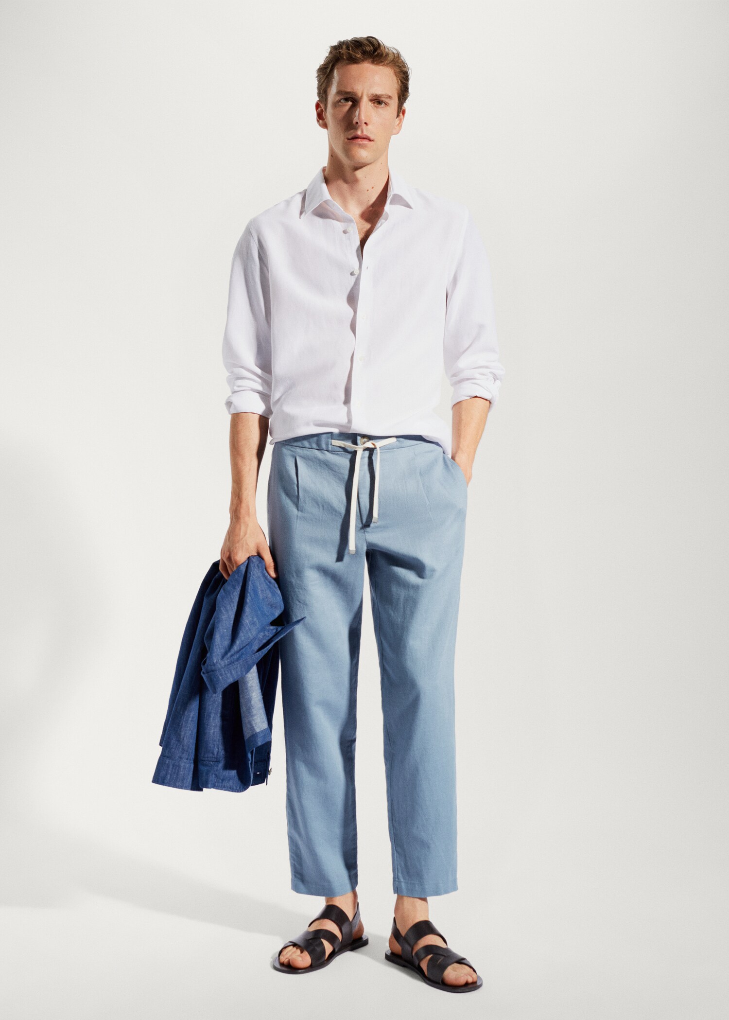 Slim-fit trousers with drawstring  - General plane