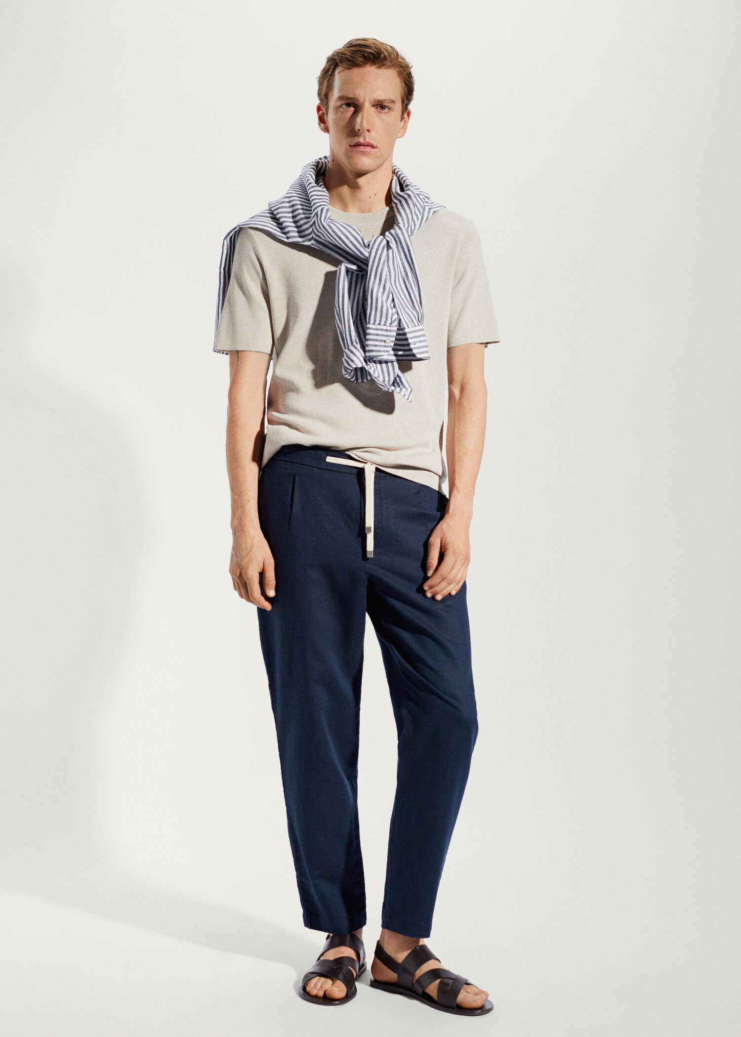 Slim-fit trousers with drawstring  - General plane
