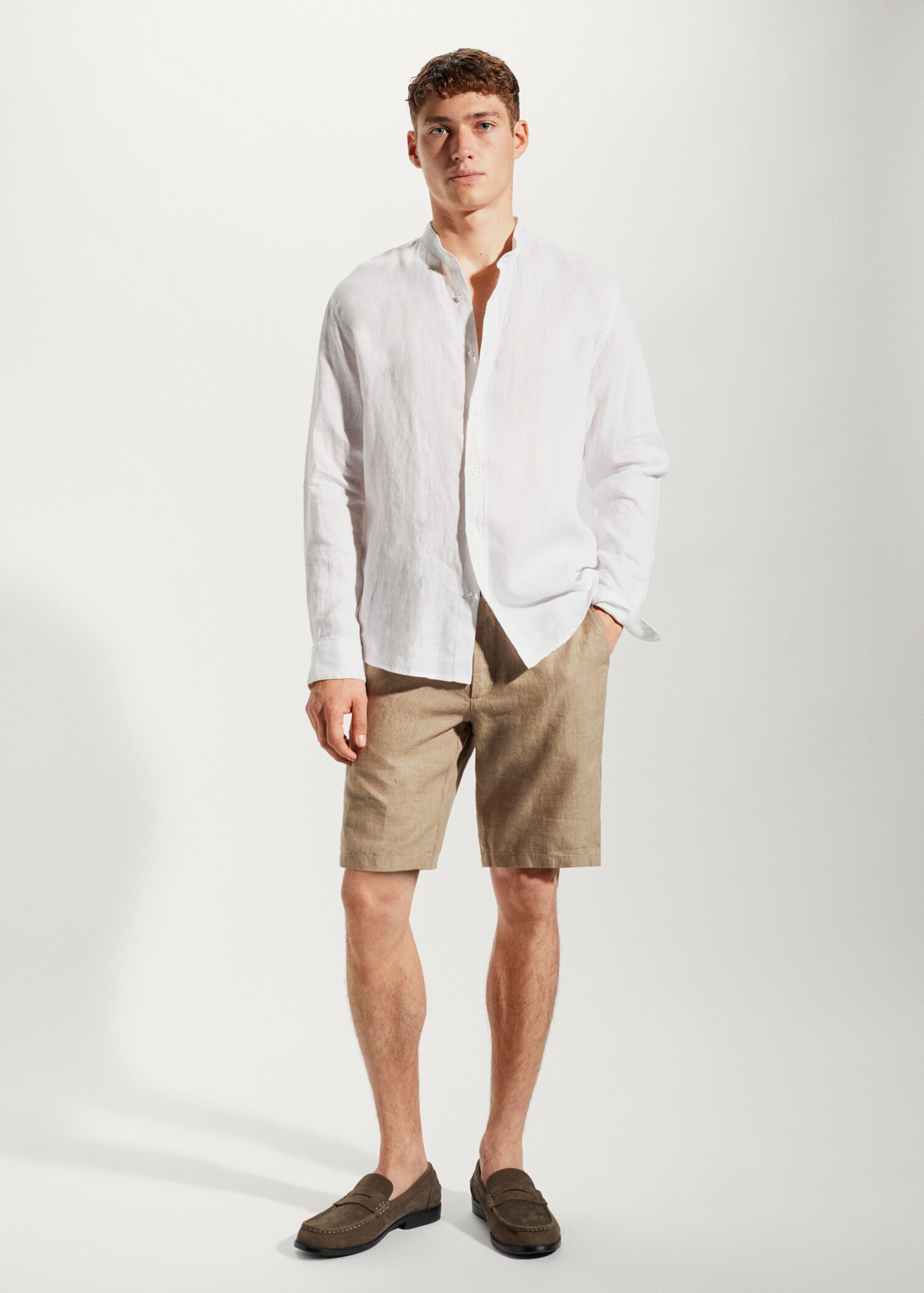 100% linen Mao collar shirt - General plane