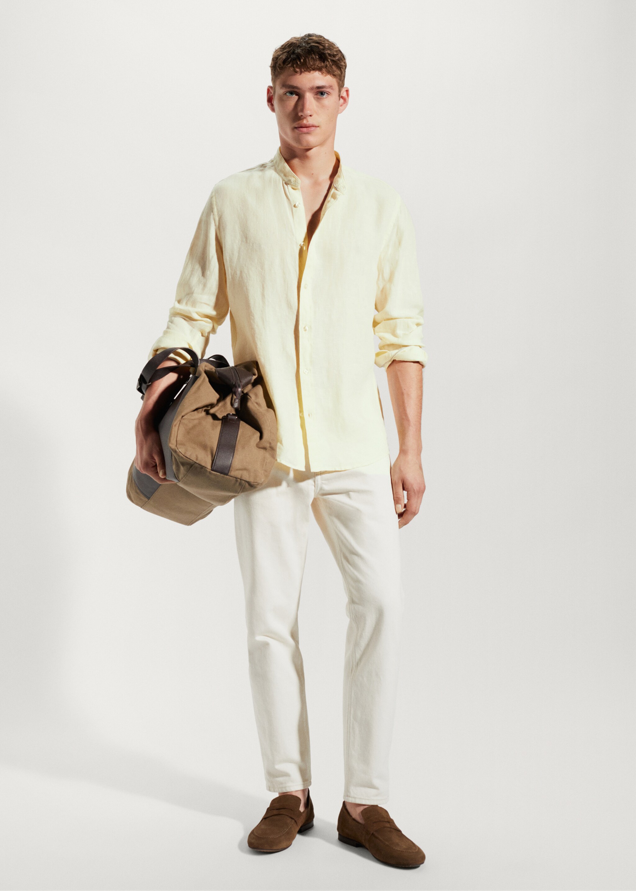 Camisa 100% lino cuello mao - Plano general