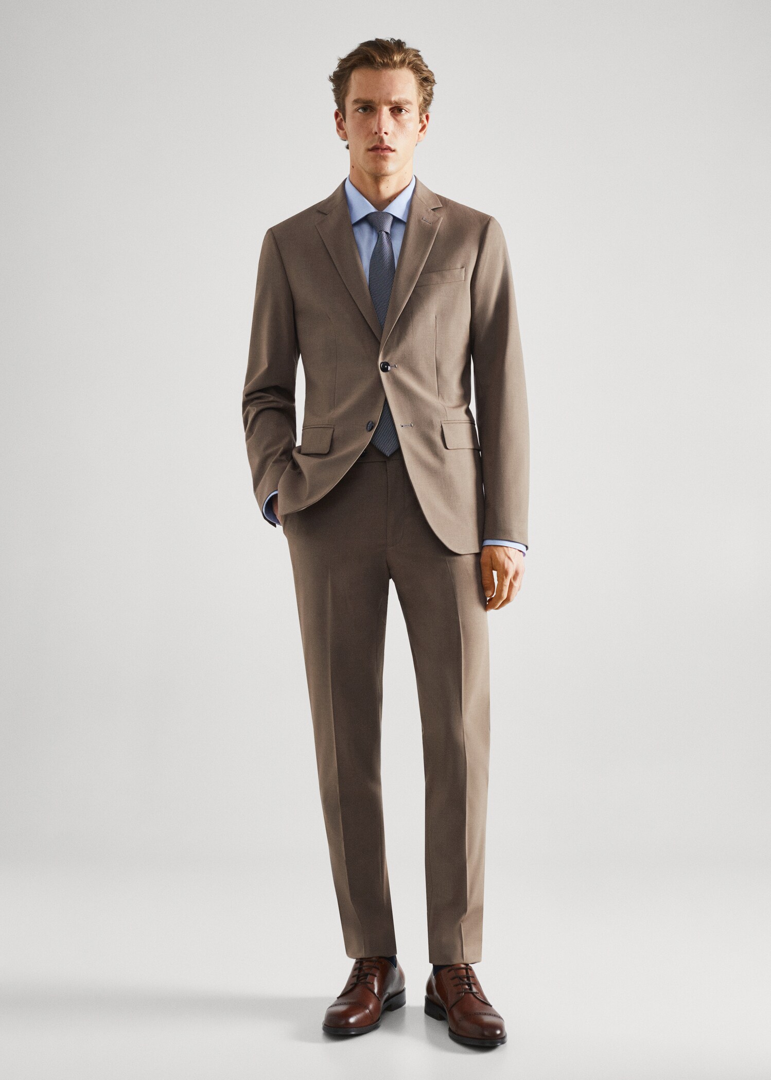 Stretch fabric slim-fit suit trousers - General plane