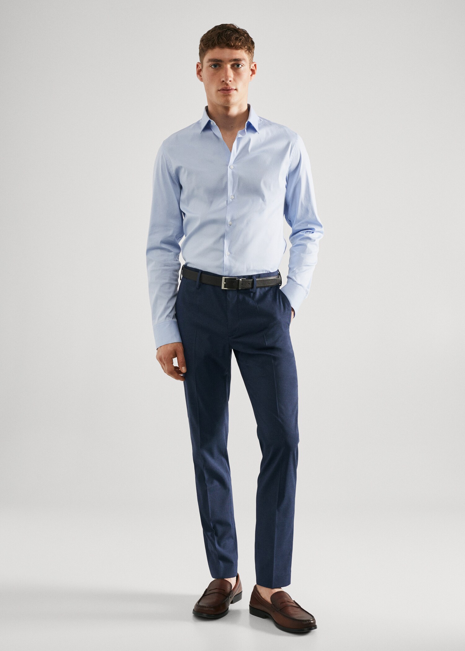 Super slim-fit printed suit trousers - General plane