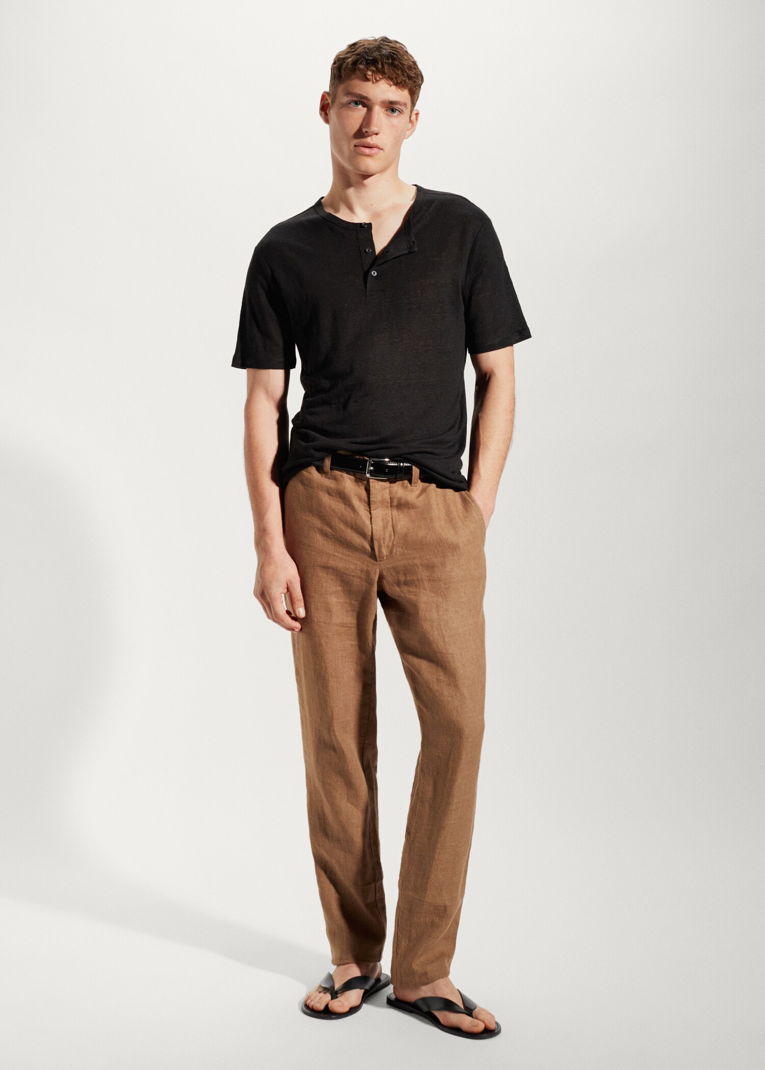 100% linen Henley t-shirt - General plane