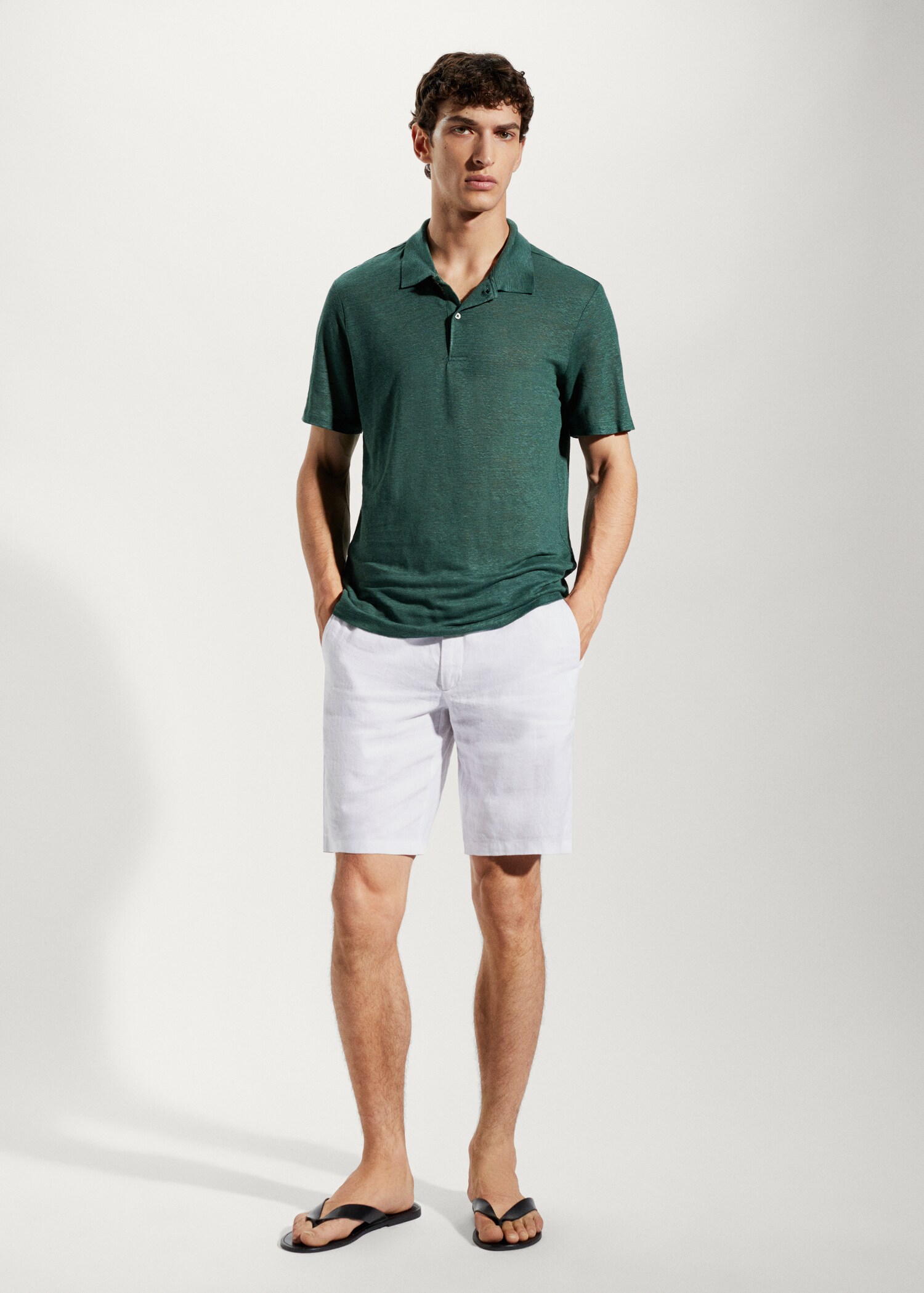 Polo slim fit 100% lino - Plano general