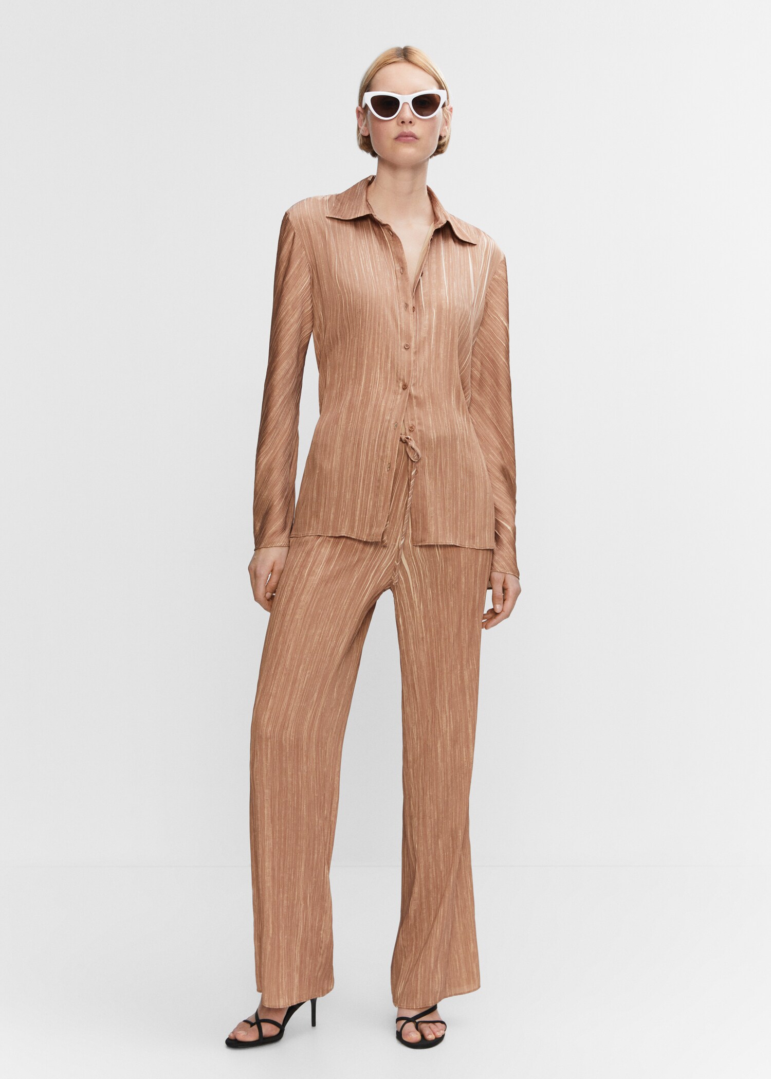 Satin pleated trousers - General plane