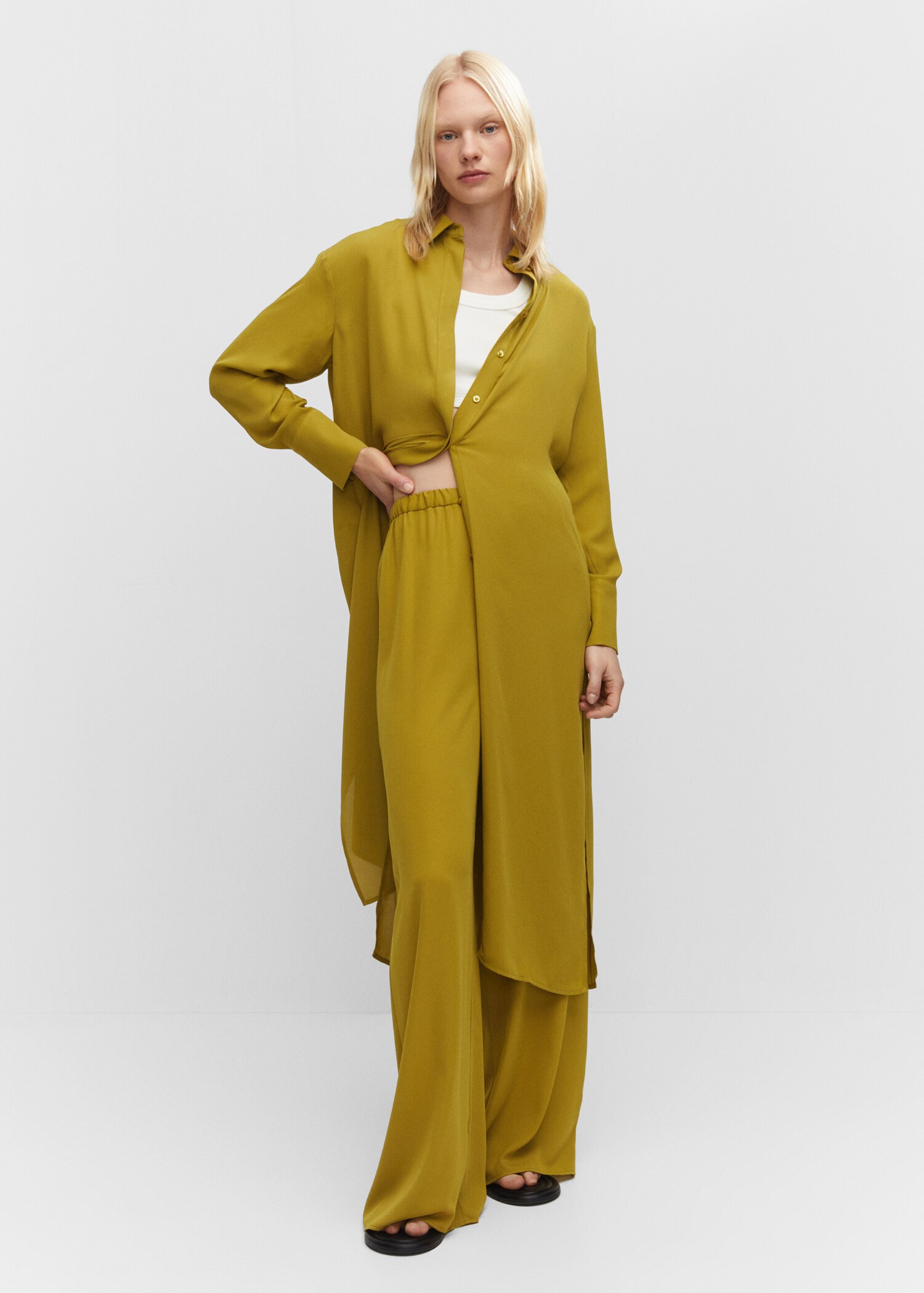 Pantalon wideleg taille élastique - Plan général
