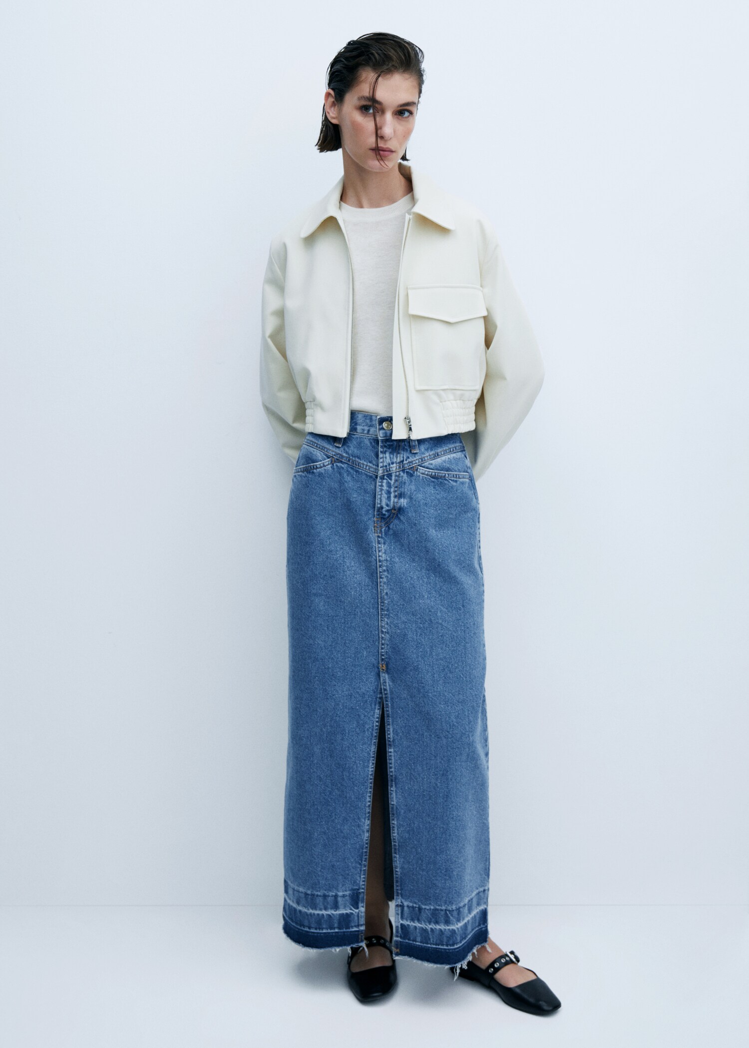 Long denim skirt - General plane