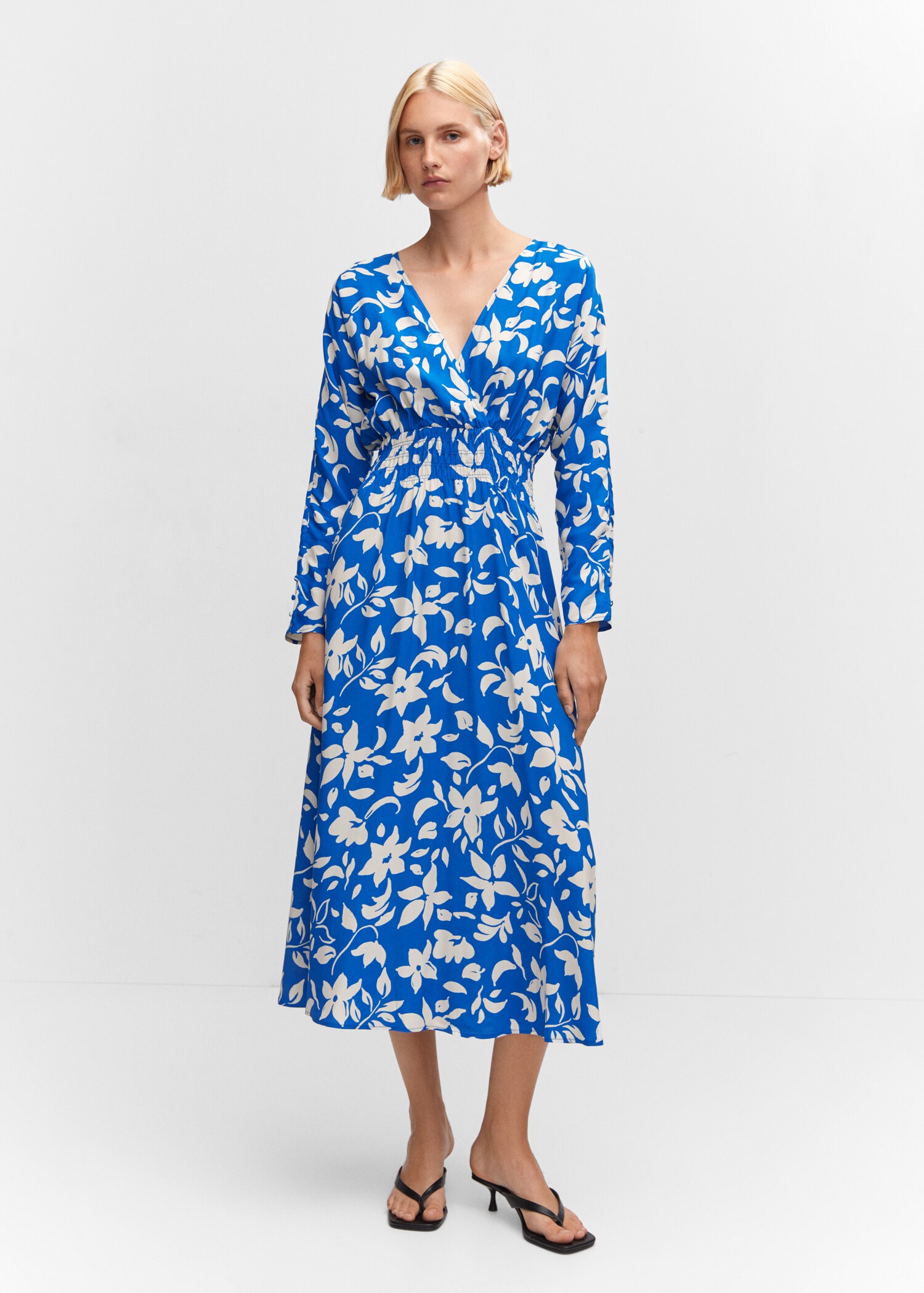 Printed dress with ruffled detail - General plane