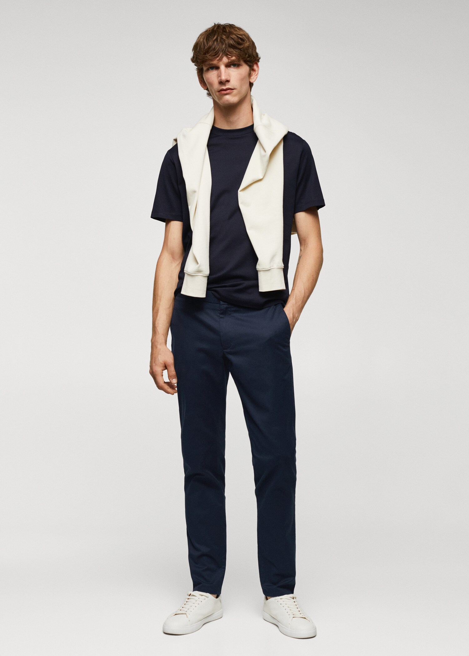 Slim fit serge chino trousers - General plane